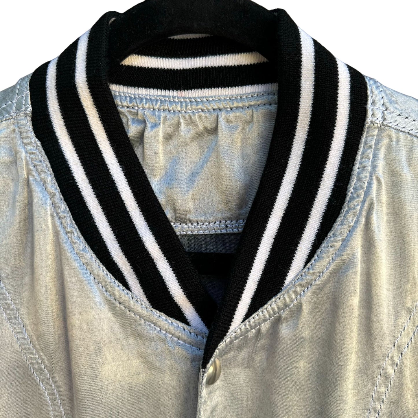 Taka Uchiyama for Filly Stons 1985 Vintage Silver & Gray Satin Varsity Jacket