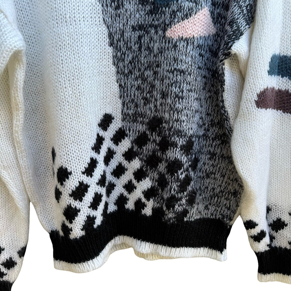 Fix Vintage 80s 90s Indie Grunge Abstract Geometric Retro Knit Sweater Mens L