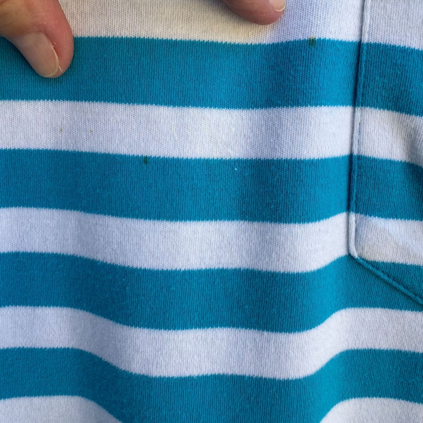 Nautica Vintage 80s Yacht Oversized White Teal Striped Preppy Cardigan Shirt L