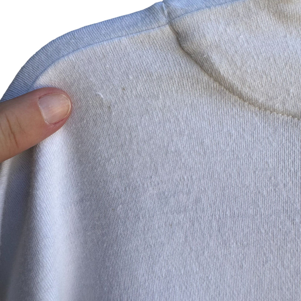 Nautica Vintage 80s Yacht Oversized White Teal Striped Preppy Cardigan Shirt L