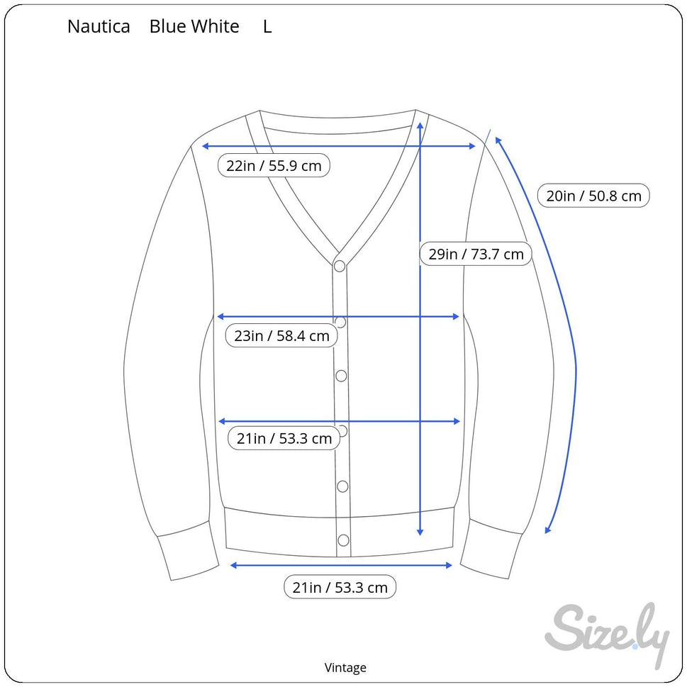 Nautica Vintage 80s Yacht Oversized White Teal Striped Preppy Cardigan Shirt L