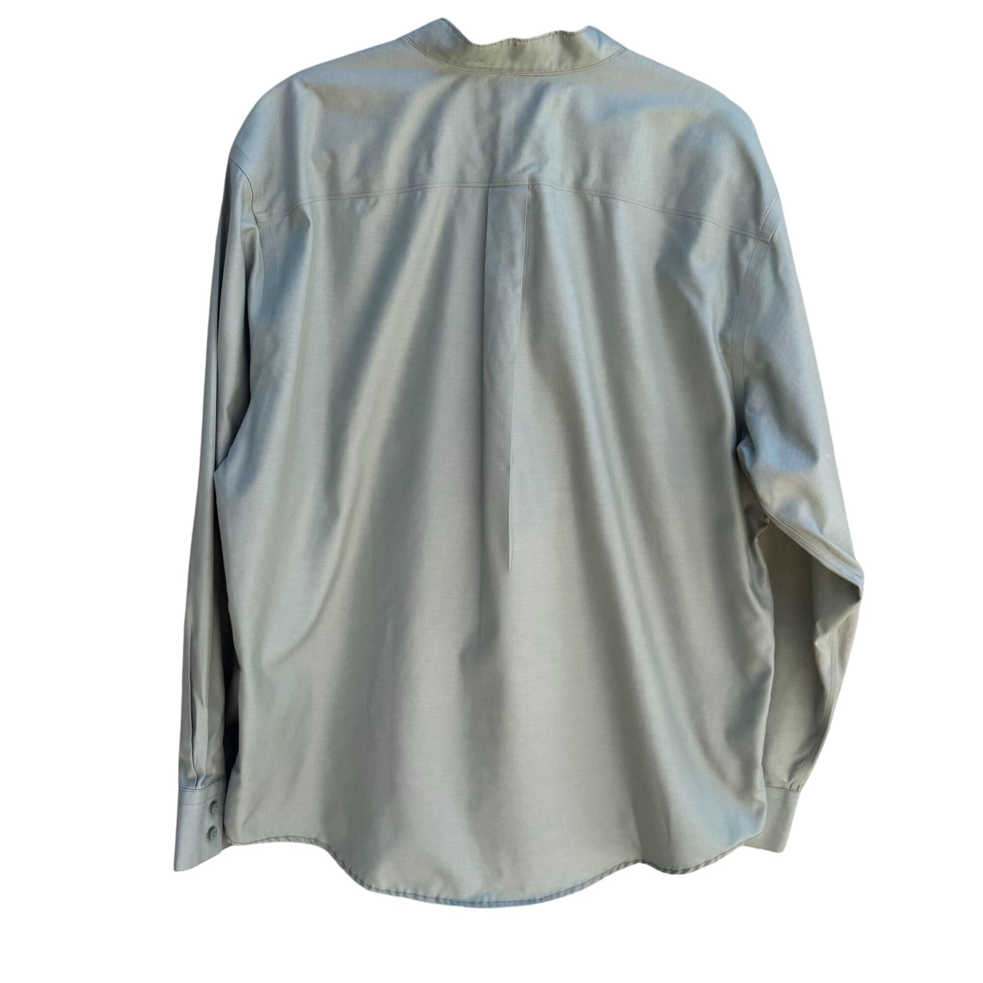 Nordstrom Mens Wrinkle-Free Green Button-Up Pocket Mandarin Band Collar Shirt XL