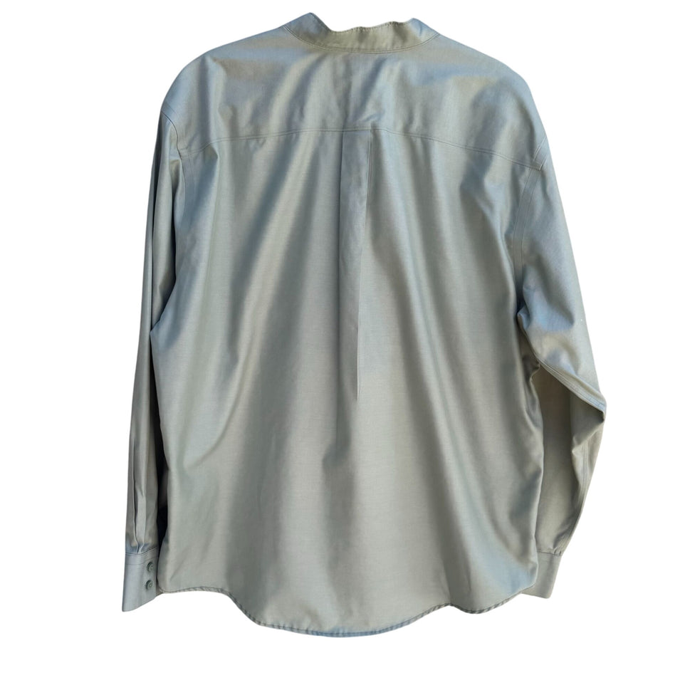 Nordstrom Mens Wrinkle-Free Green Button-Up Pocket Mandarin Band Collar Shirt XL