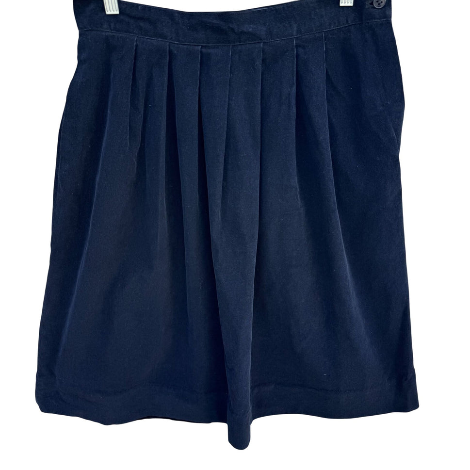 Allen Solly Vintage Womens Black Pleated Corduroy Skirt Mid Length Schoolgirl 14