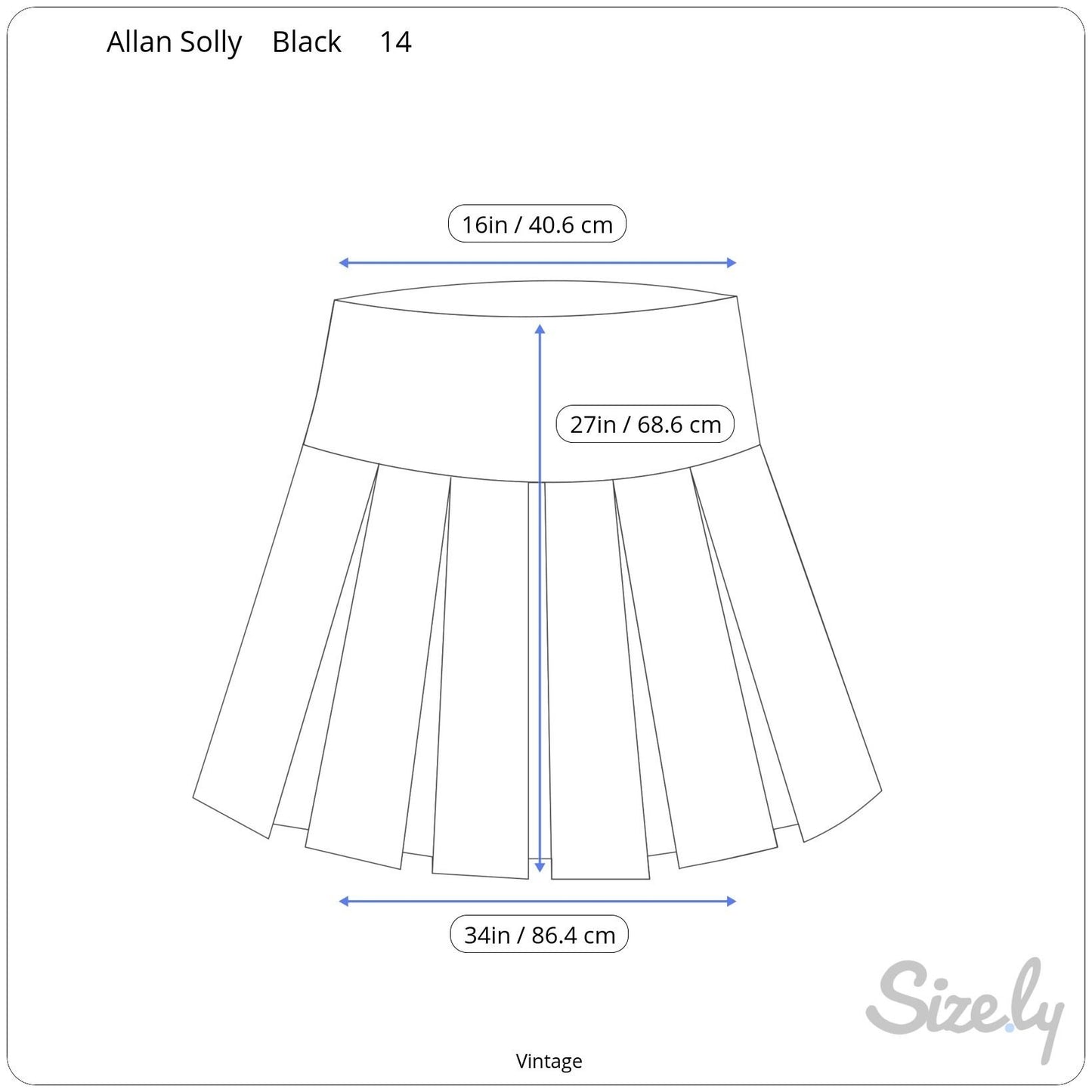 Allen Solly Vintage Womens Black Pleated Corduroy Skirt Mid Length Schoolgirl 14
