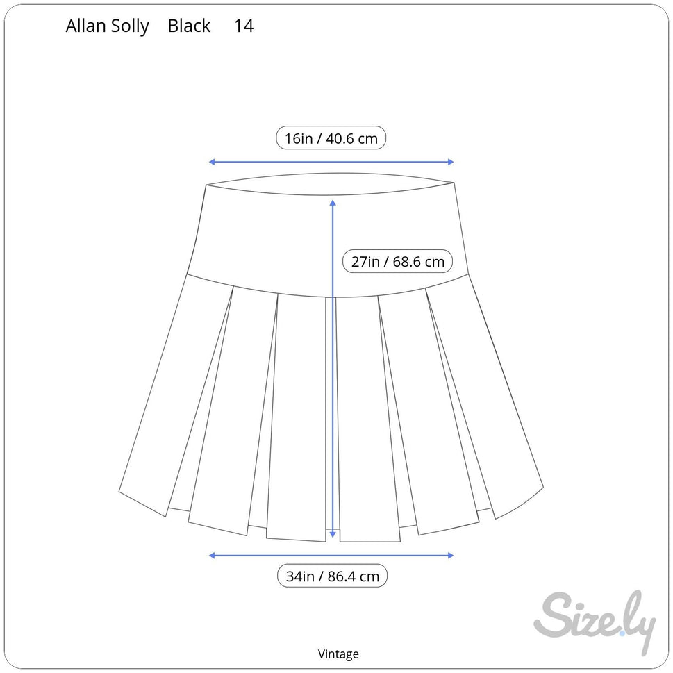 Allen Solly Vintage Womens Black Pleated Corduroy Skirt Mid Length Schoolgirl 14