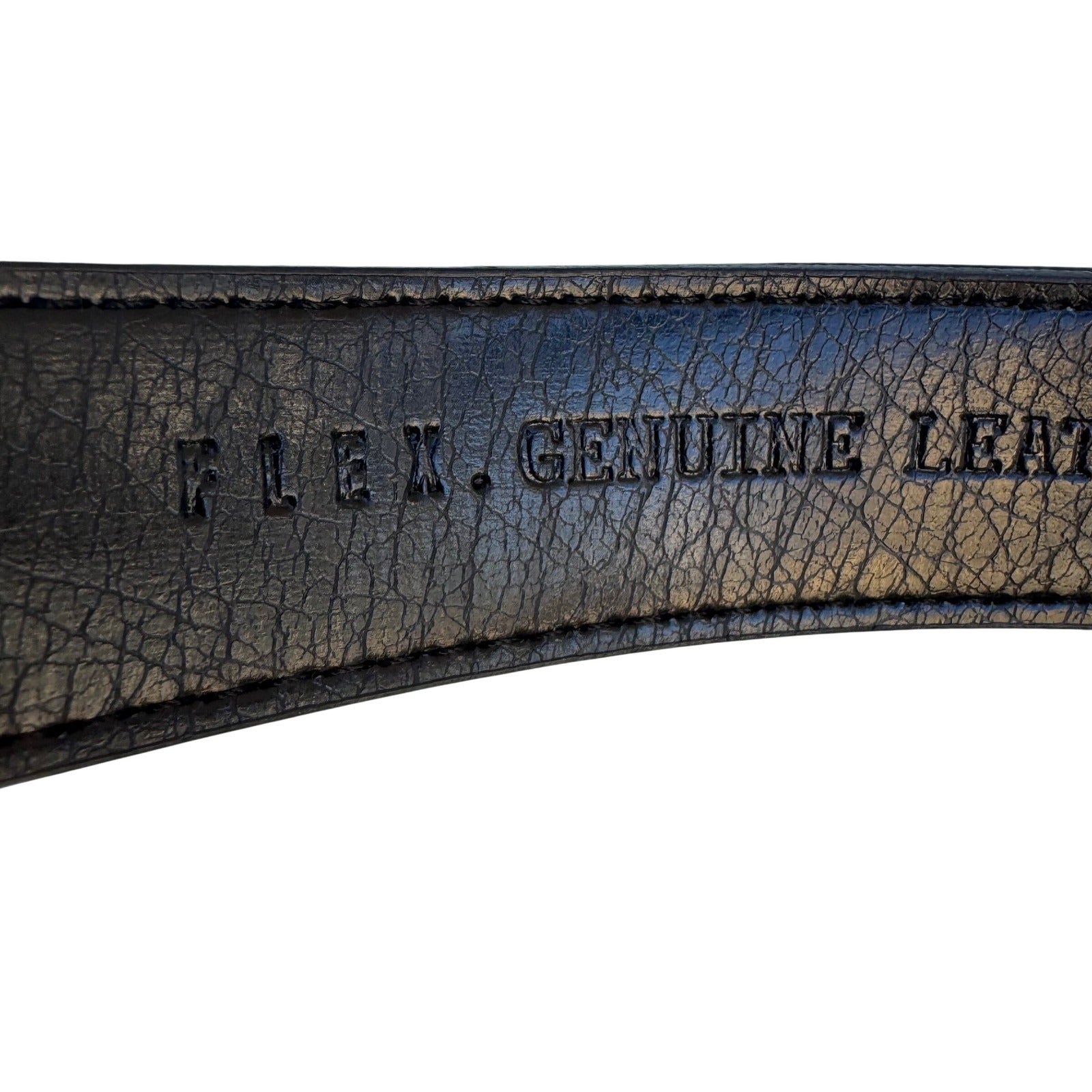 Flex Black Genuine Leather Belt Gold Button Lever Buckle Made in USA Pat 097596