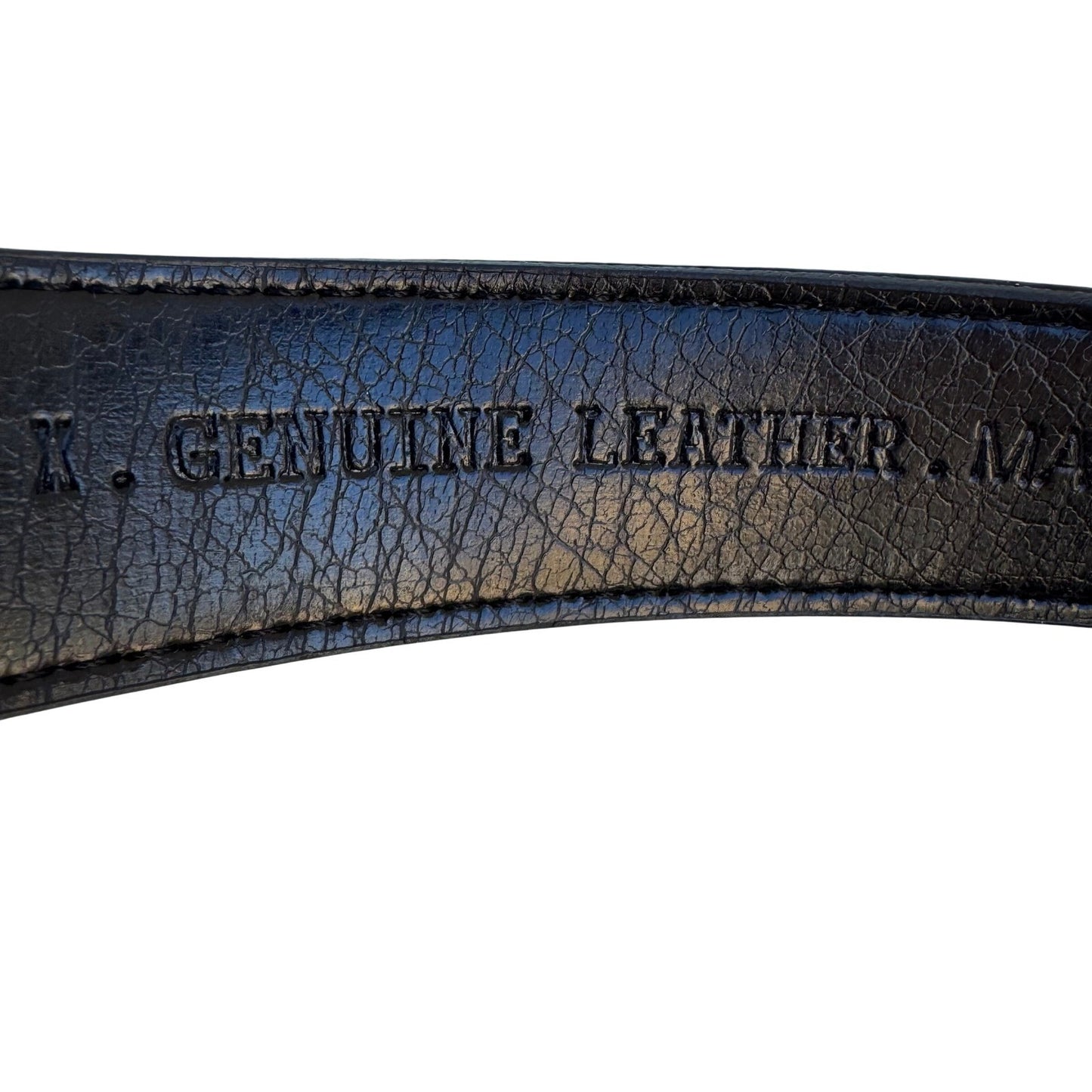 Flex Black Genuine Leather Belt Gold Button Lever Buckle Made in USA Pat 097596