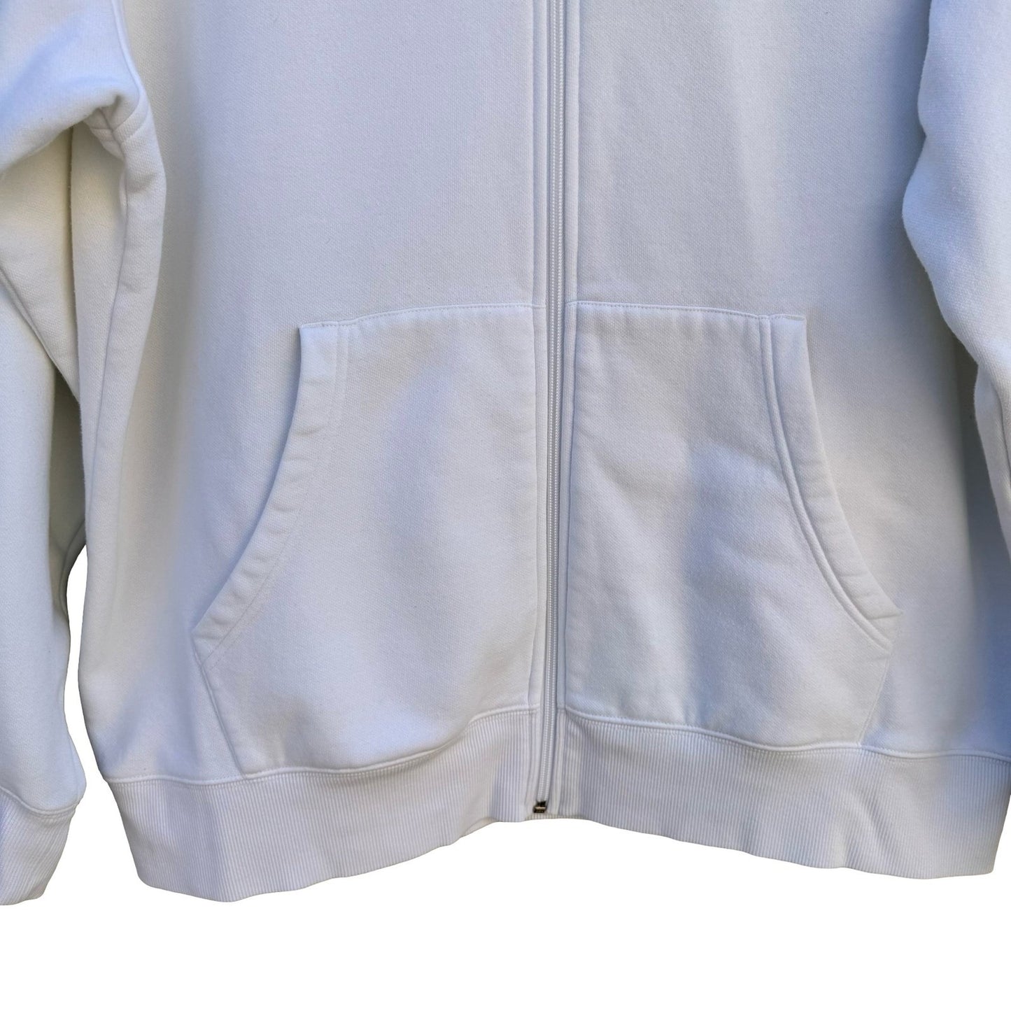 Adidas Mens XL Full Zip Hoodie White Fleece Lined 3-Stripe Embroidered Logo