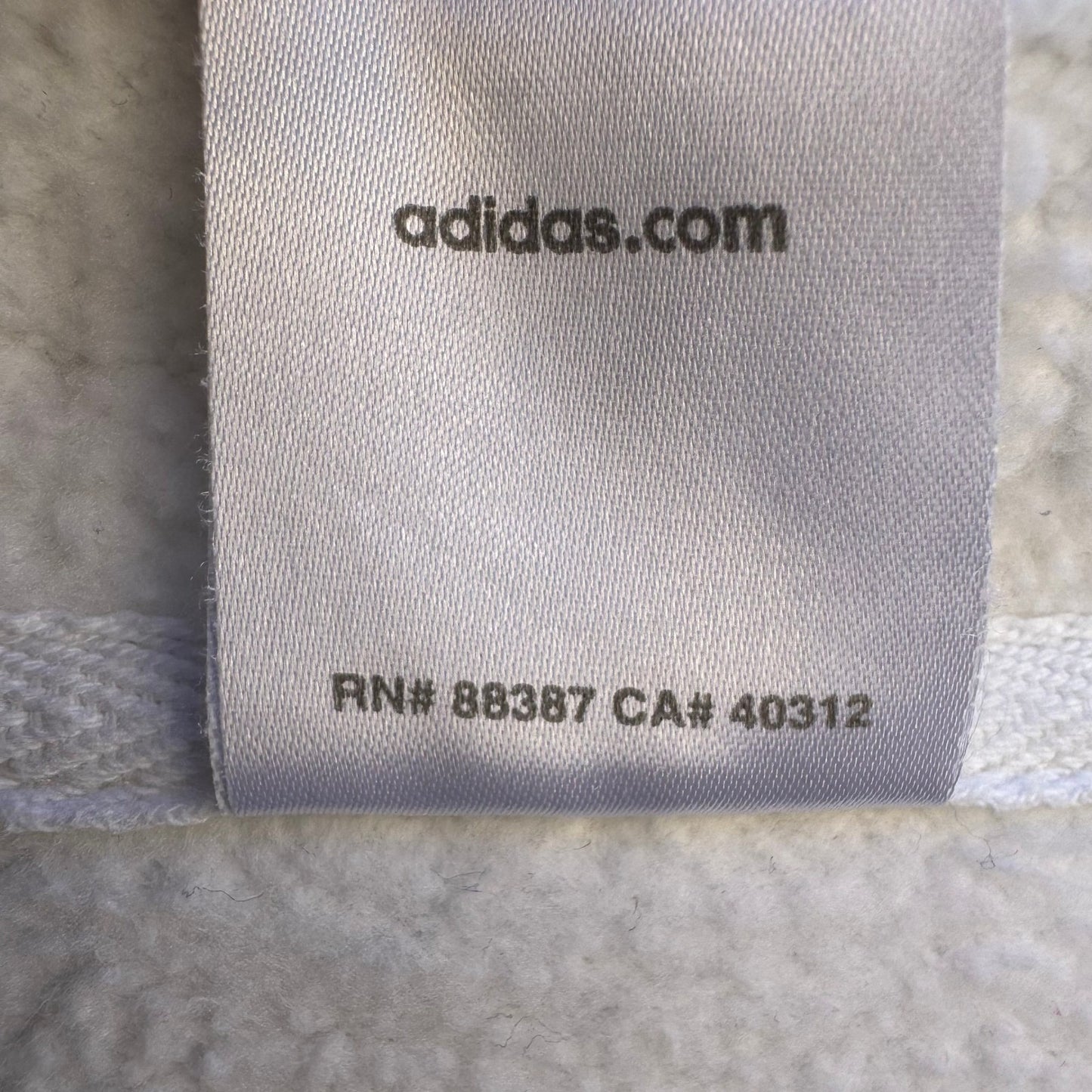 Adidas Mens XL Full Zip Hoodie White Fleece Lined 3-Stripe Embroidered Logo