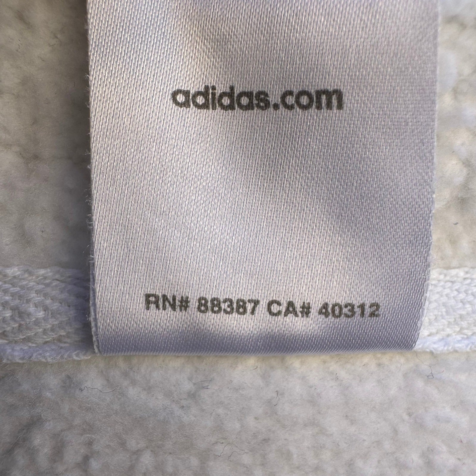 Adidas Mens XL Full Zip Hoodie White Fleece Lined 3-Stripe Embroidered Logo