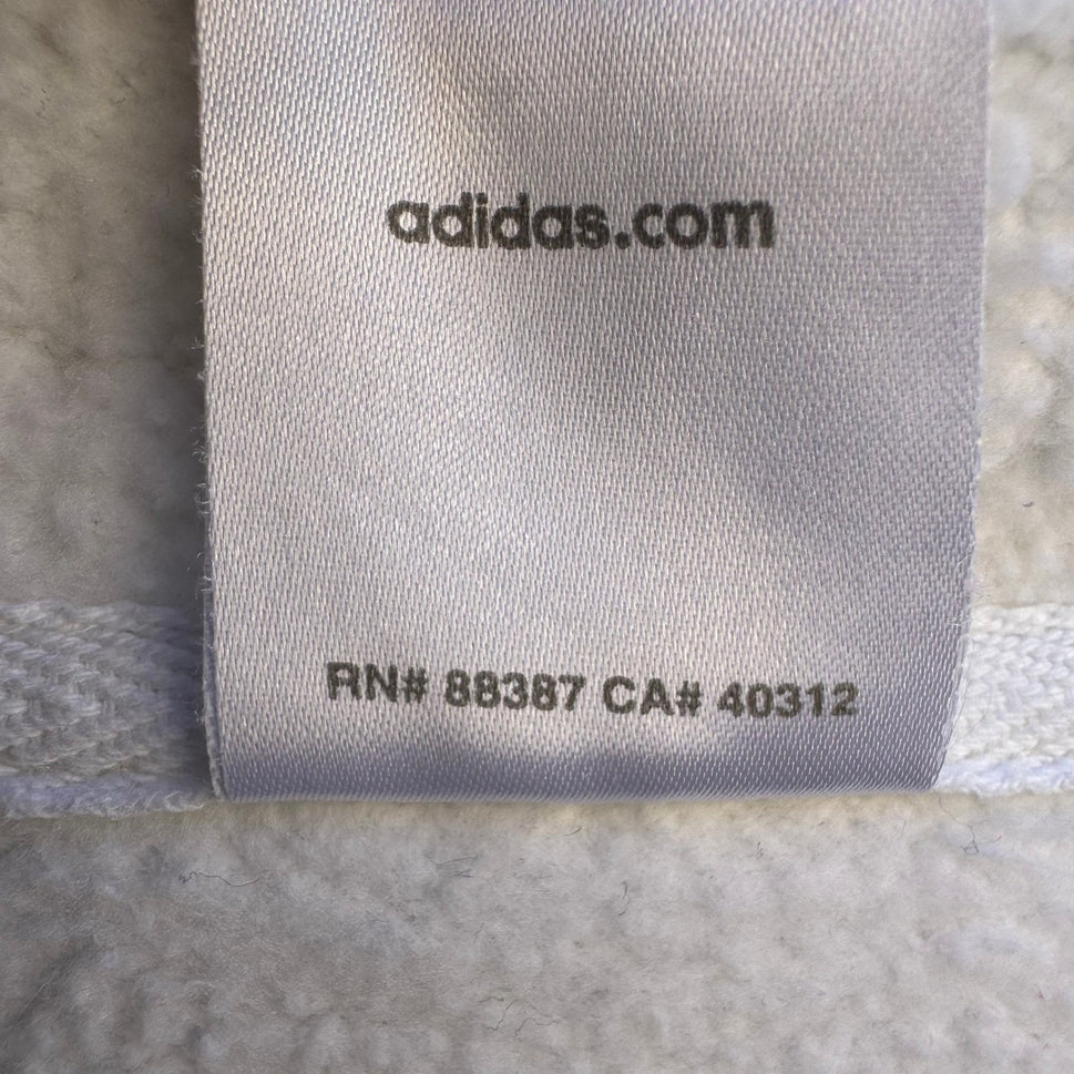 Adidas Mens XL Full Zip Hoodie White Fleece Lined 3-Stripe Embroidered Logo