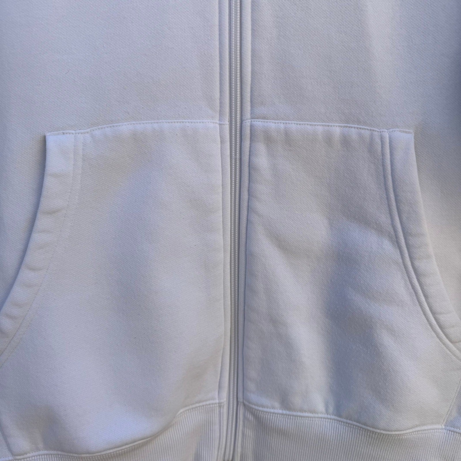 Adidas Mens XL Full Zip Hoodie White Fleece Lined 3-Stripe Embroidered Logo