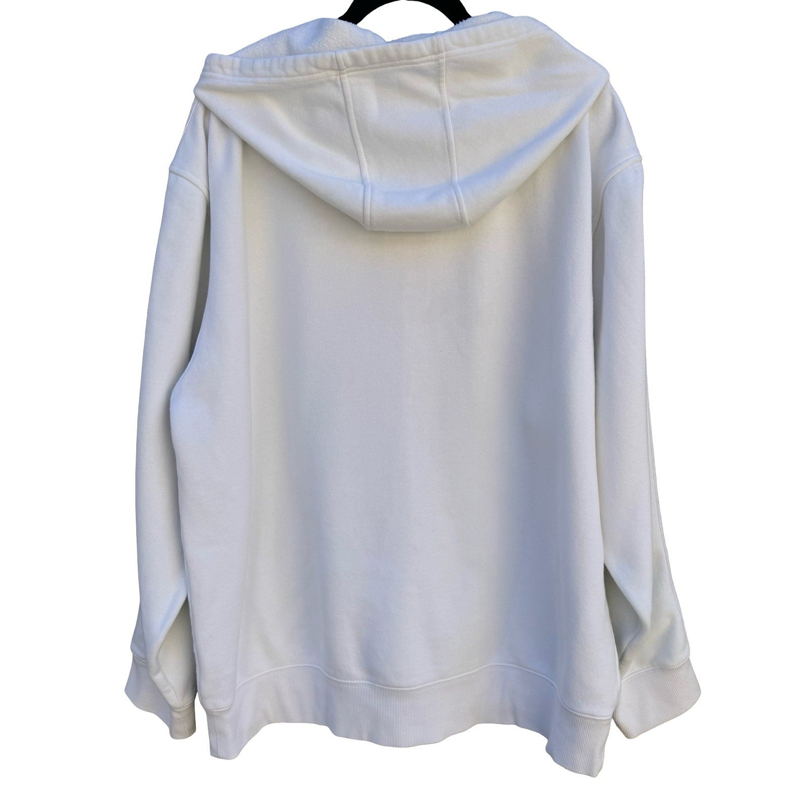 Adidas Mens XL Full Zip Hoodie White Fleece Lined 3-Stripe Embroidered Logo