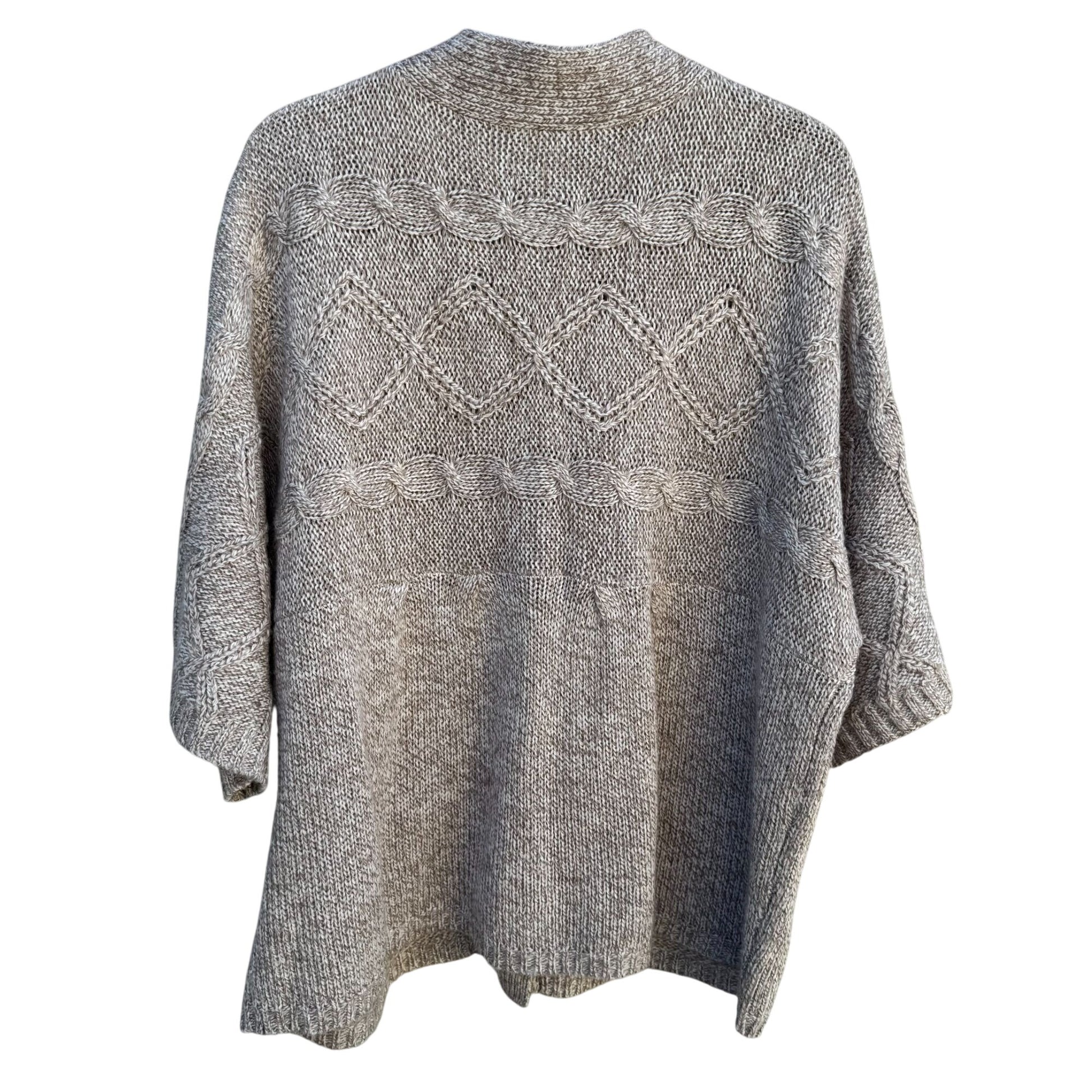 LA Blues Chunky Cable Knit Soft Gray Short Sleeve One Button Cardigan Sweater