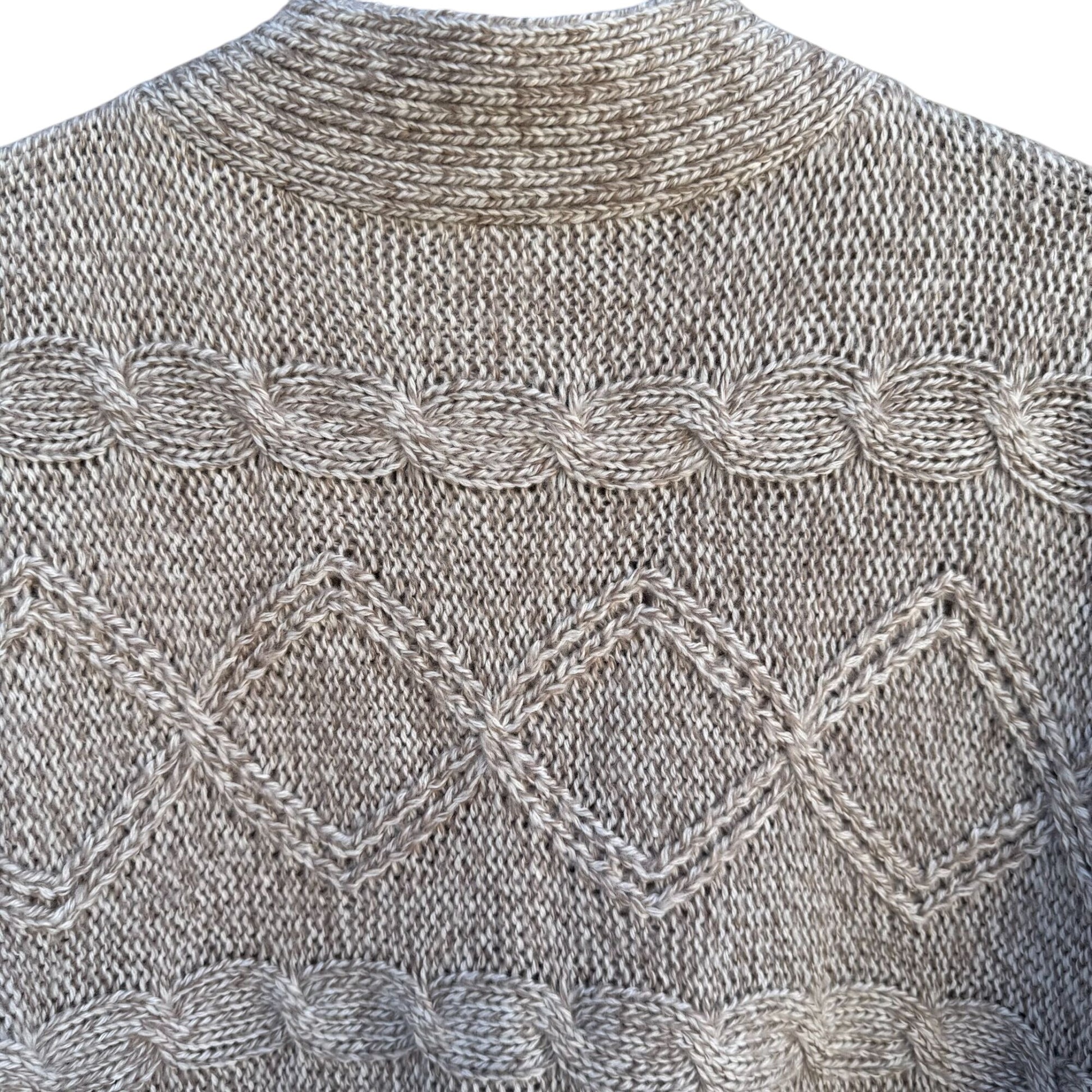 LA Blues Chunky Cable Knit Soft Gray Short Sleeve One Button Cardigan Sweater