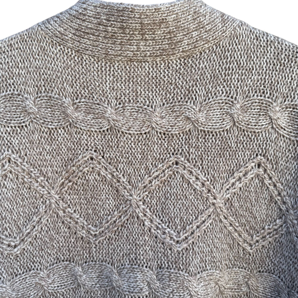 LA Blues Chunky Cable Knit Soft Gray Short Sleeve One Button Cardigan Sweater