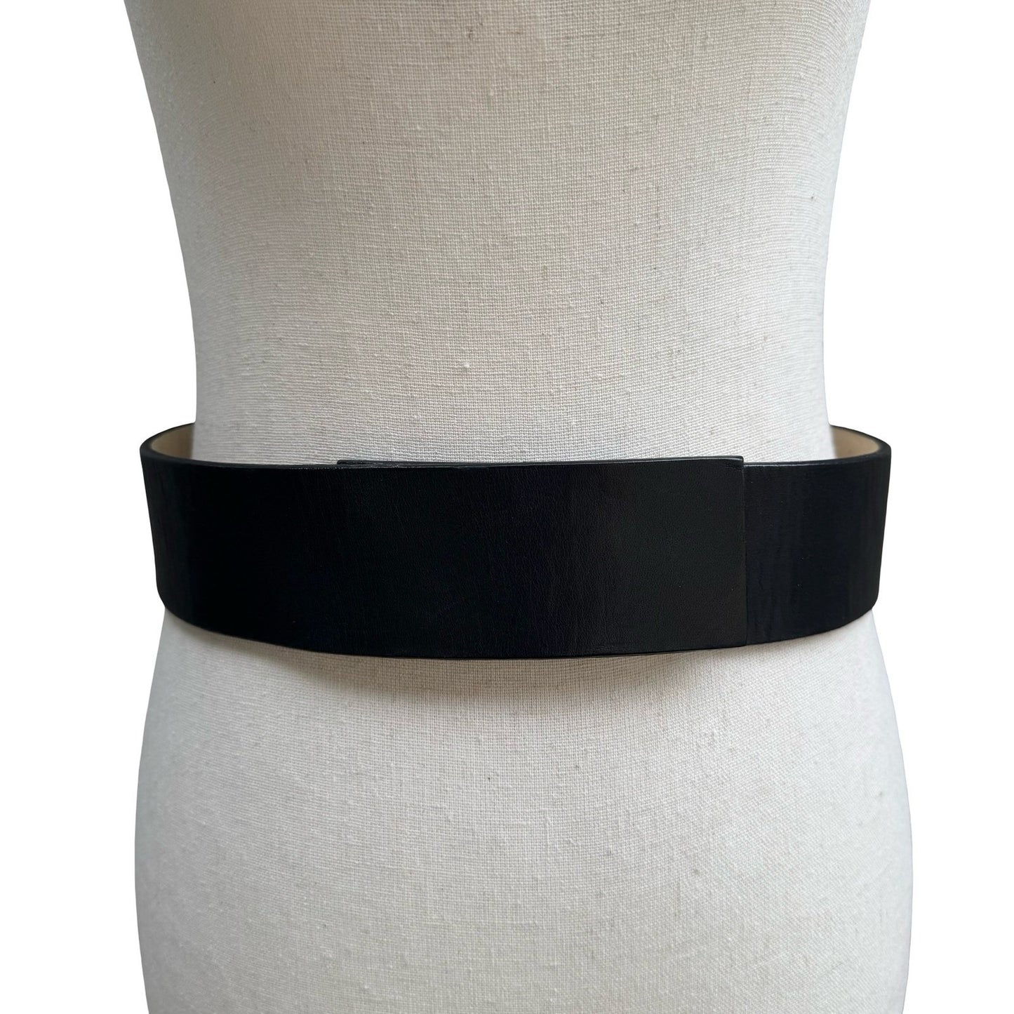 Sheri Bodell Vintage Y2K Minimalist Edgy Black Genuine Leather Wide Cinch Belt S
