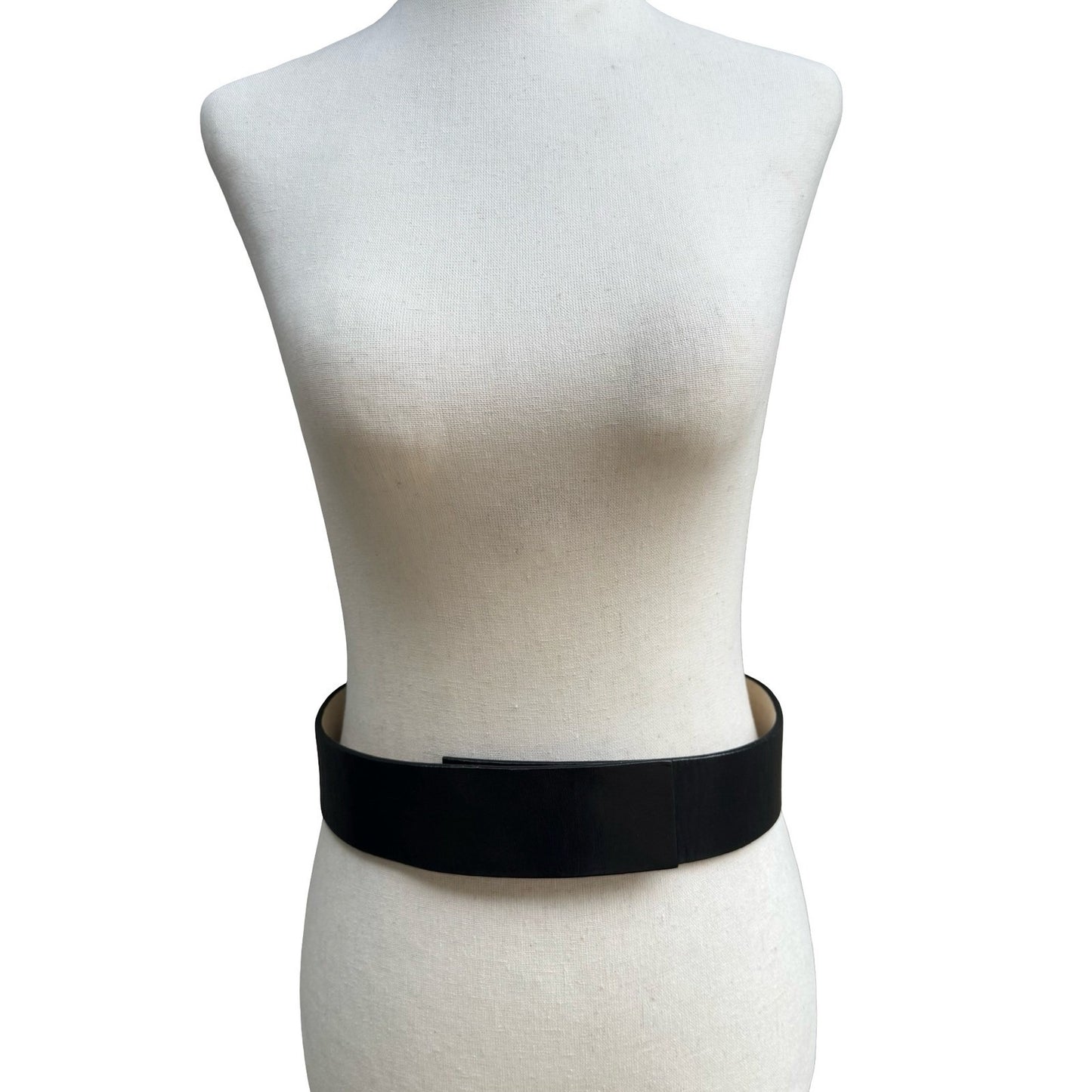 Sheri Bodell Vintage Y2K Minimalist Edgy Black Genuine Leather Wide Cinch Belt S