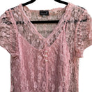 Switch BIYAYCDA Y2K Coquette Balletcore Romantic Pink Floral Feminine Lace Blouse XL 3 image
