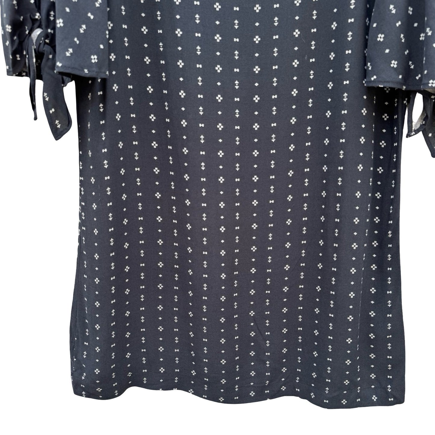 HM Navy Blue Geometric Diamond Split Sleeve Tie Cuff Shift Dress US 4 NEW