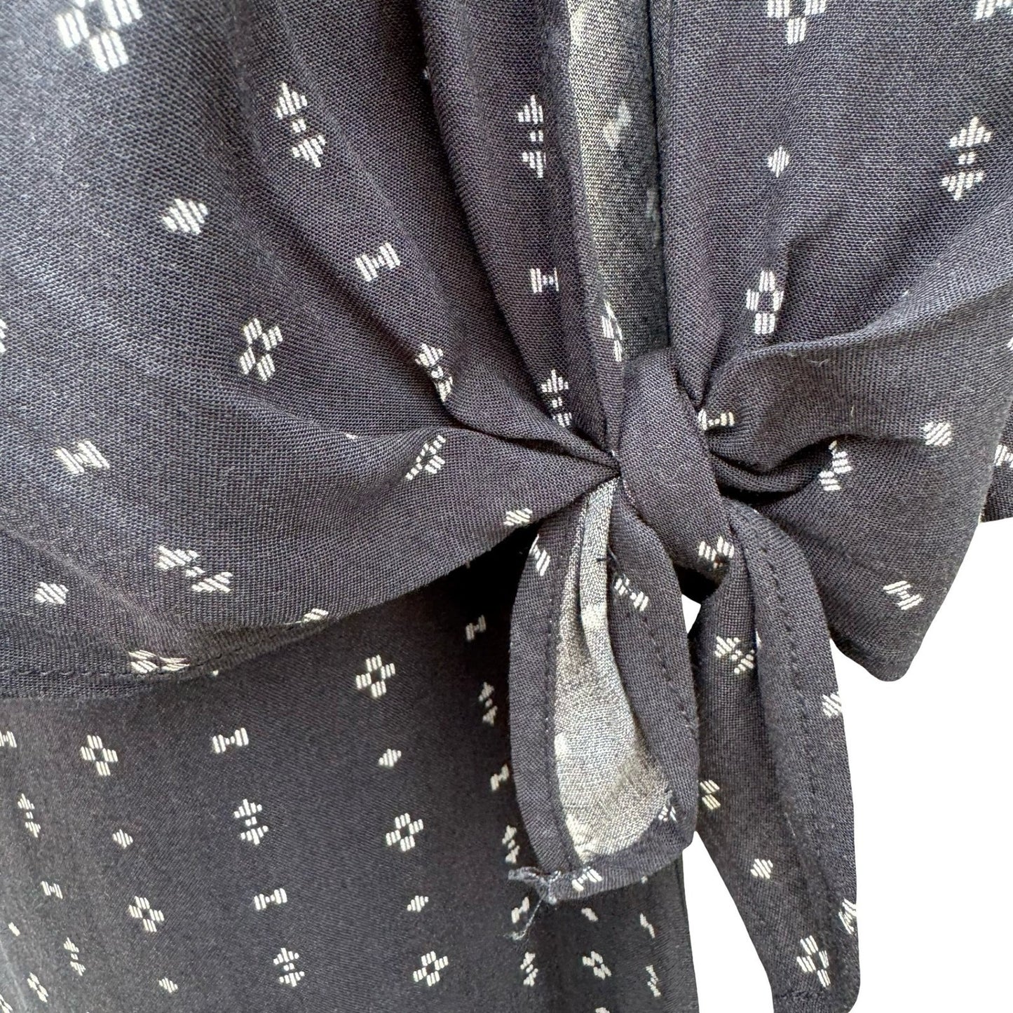 HM Navy Blue Geometric Diamond Split Sleeve Tie Cuff Shift Dress US 4 NEW