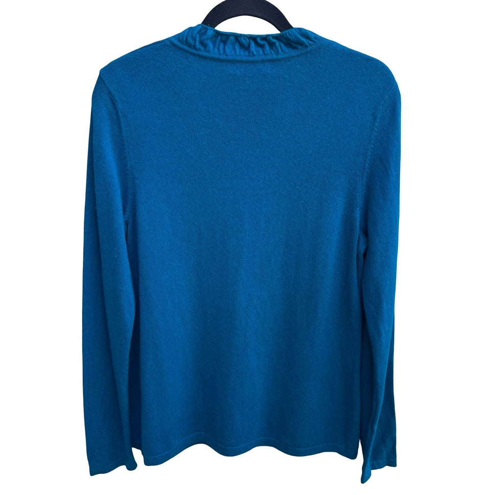 Charter Club 2 Ply Cashmere Quiet Luxury Minimalist Preppy Ruffle Neck Sweater L