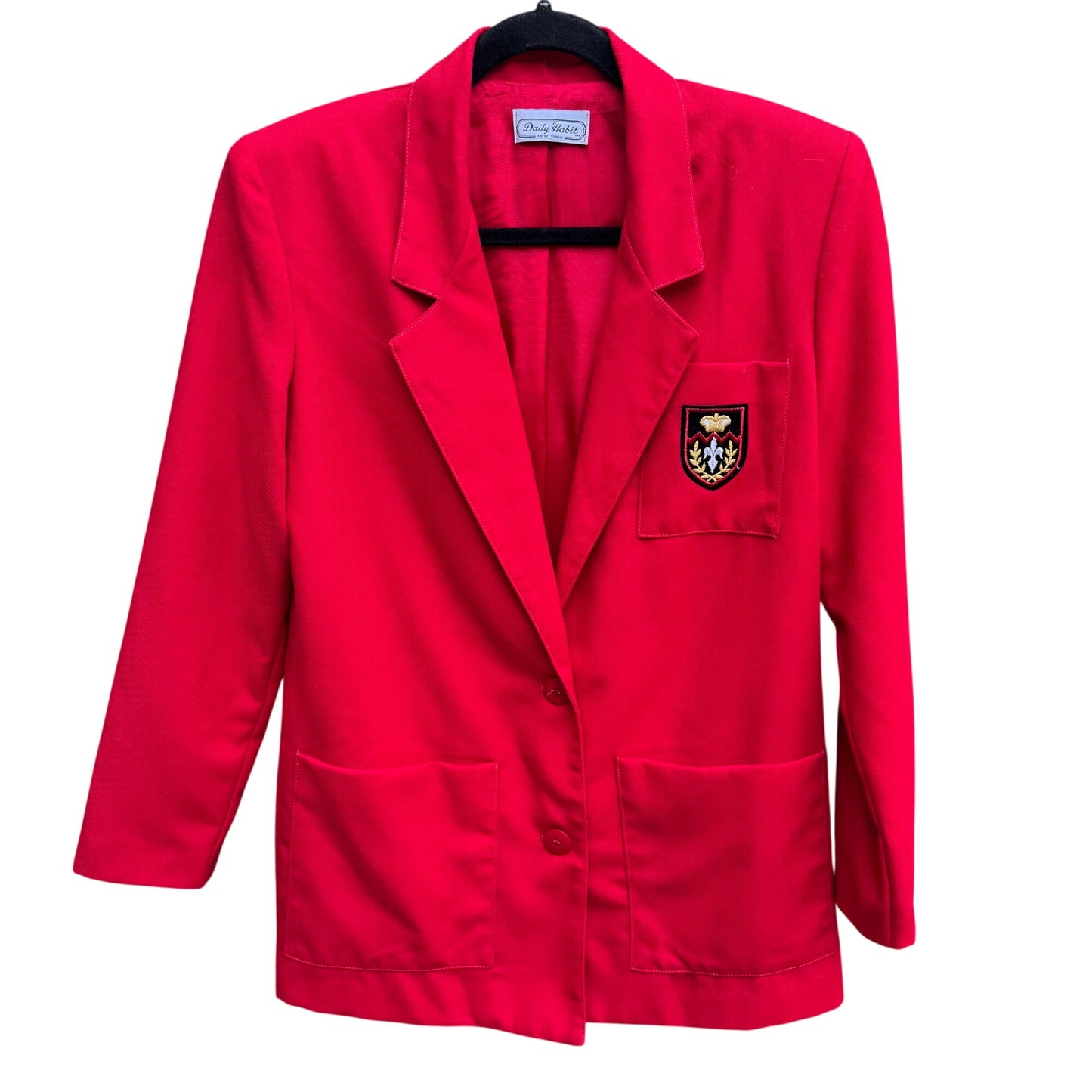 Daily Habit Vintage 80s Womens Crest Blazer Jacket Preppy Old School Oversized L