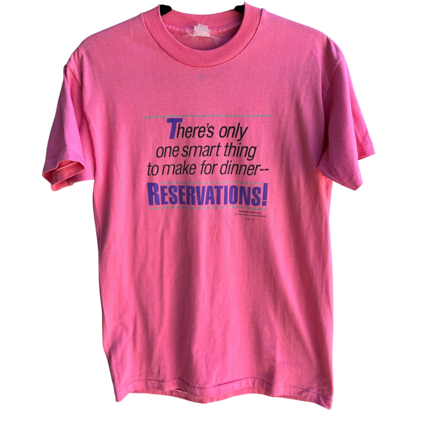 Shoebox Greetings Hallmark Vintage Womens Pink Reservations Graphic Print Tee