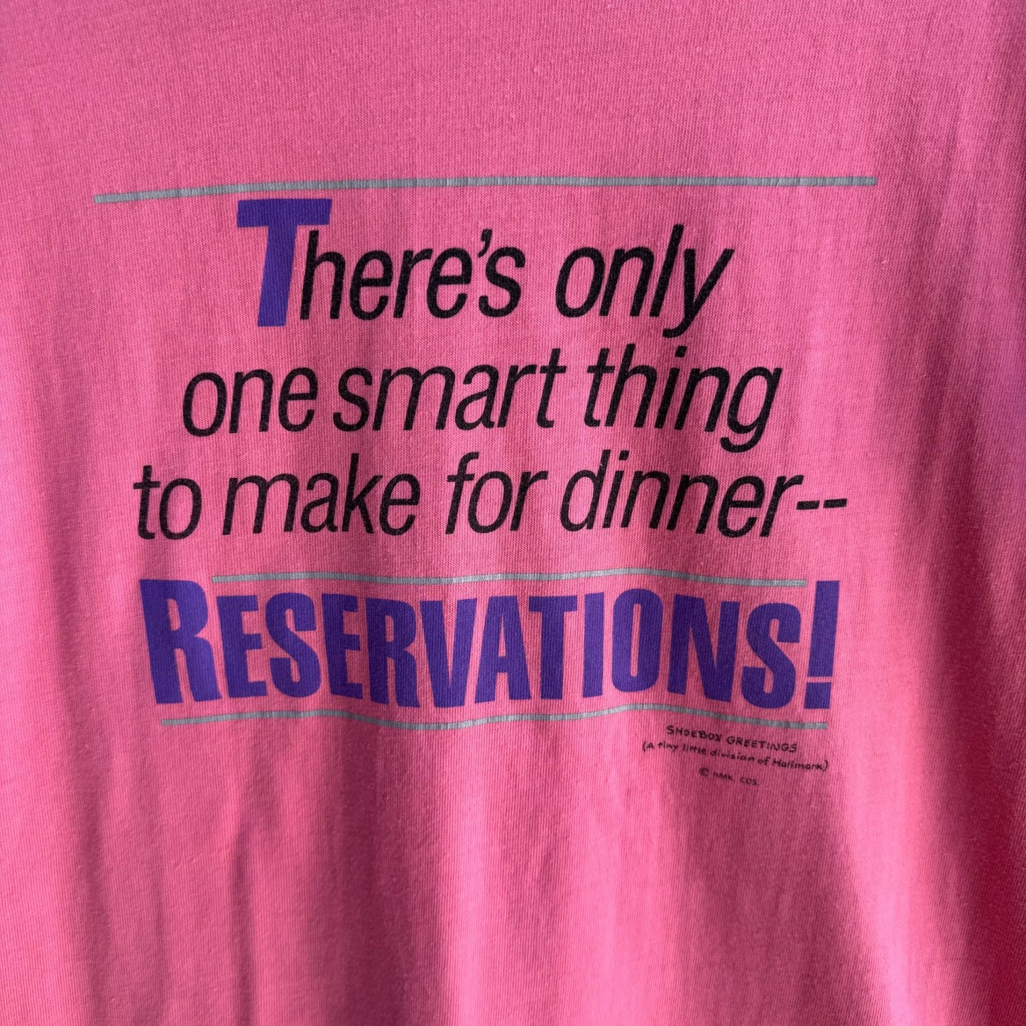Shoebox Greetings Hallmark Vintage Womens Pink Reservations Graphic Print Tee