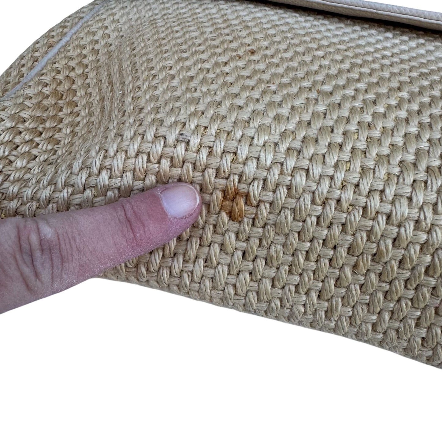 Bottega Veneta Vintage Woven Raffia Flap Clutch Bag Leather Trim Made In Italy