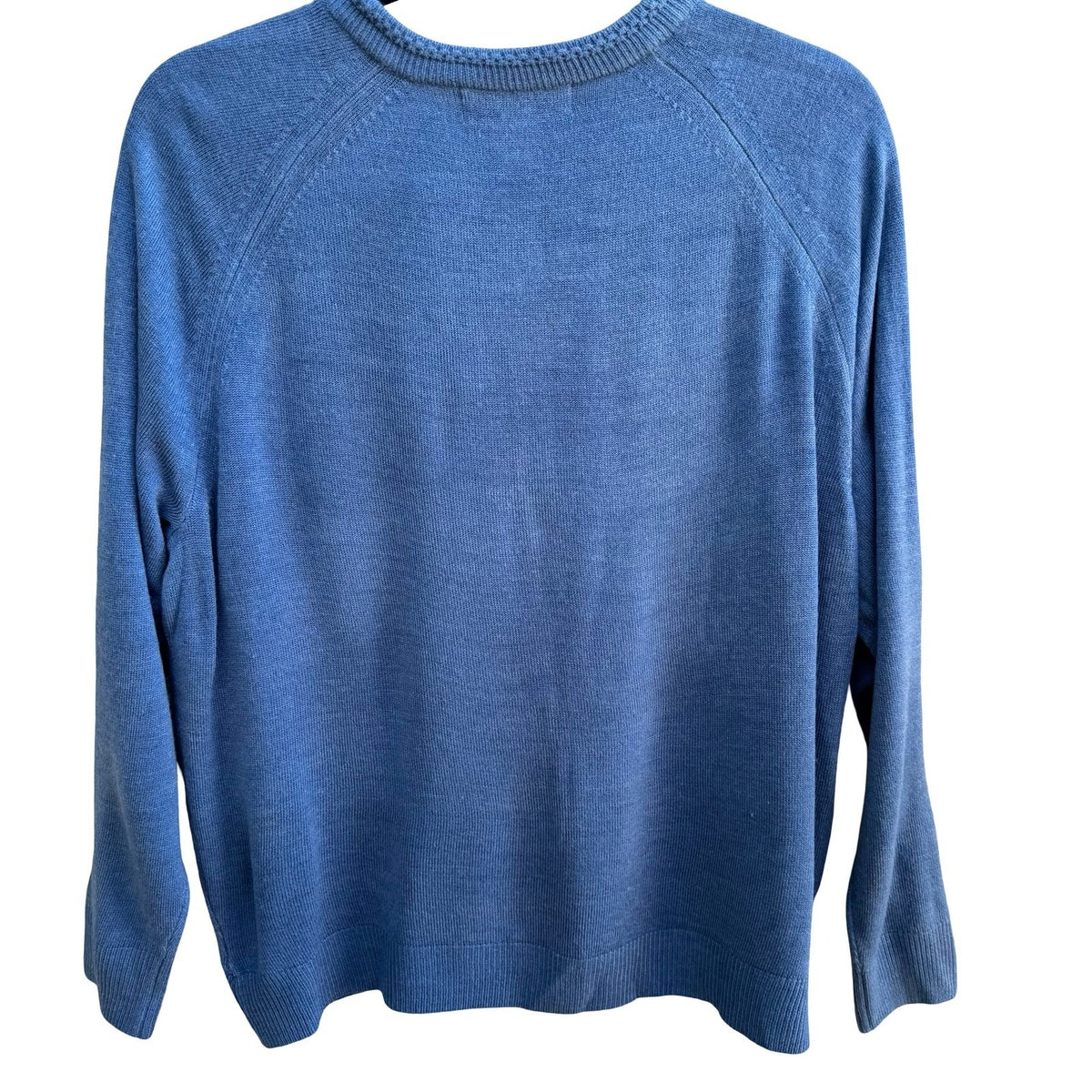 Karen Scott Coastal Grandma Preppy Faux Pearl Button Cardigan Sweater Blue L