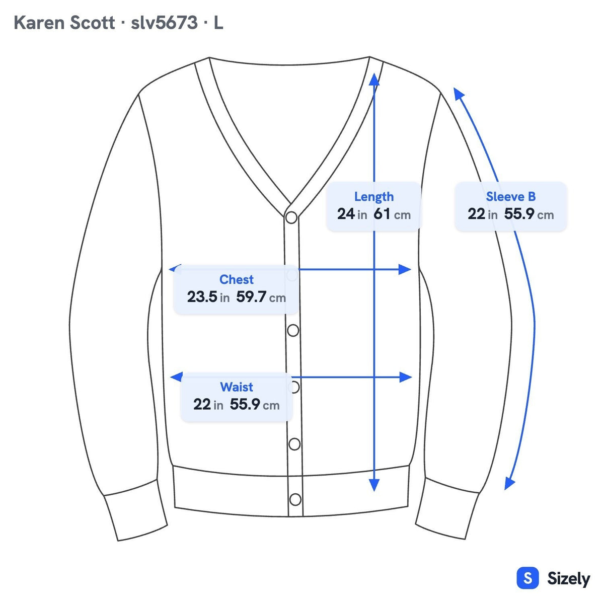 Karen Scott Coastal Grandma Preppy Faux Pearl Button Cardigan Sweater Blue L