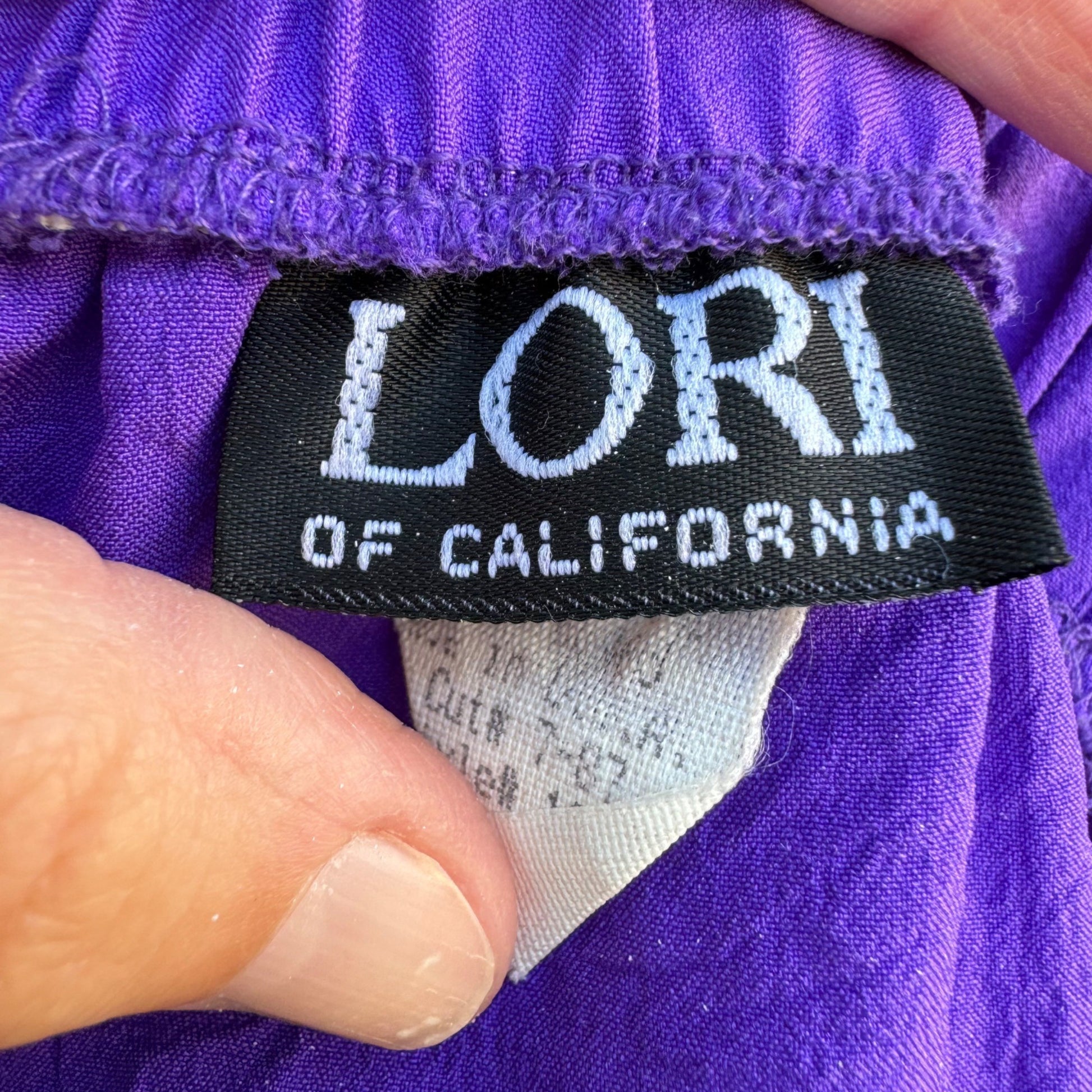 Lori Of California Vintage 80s Women's Purple Black Quilted Top & Full Skirt Set