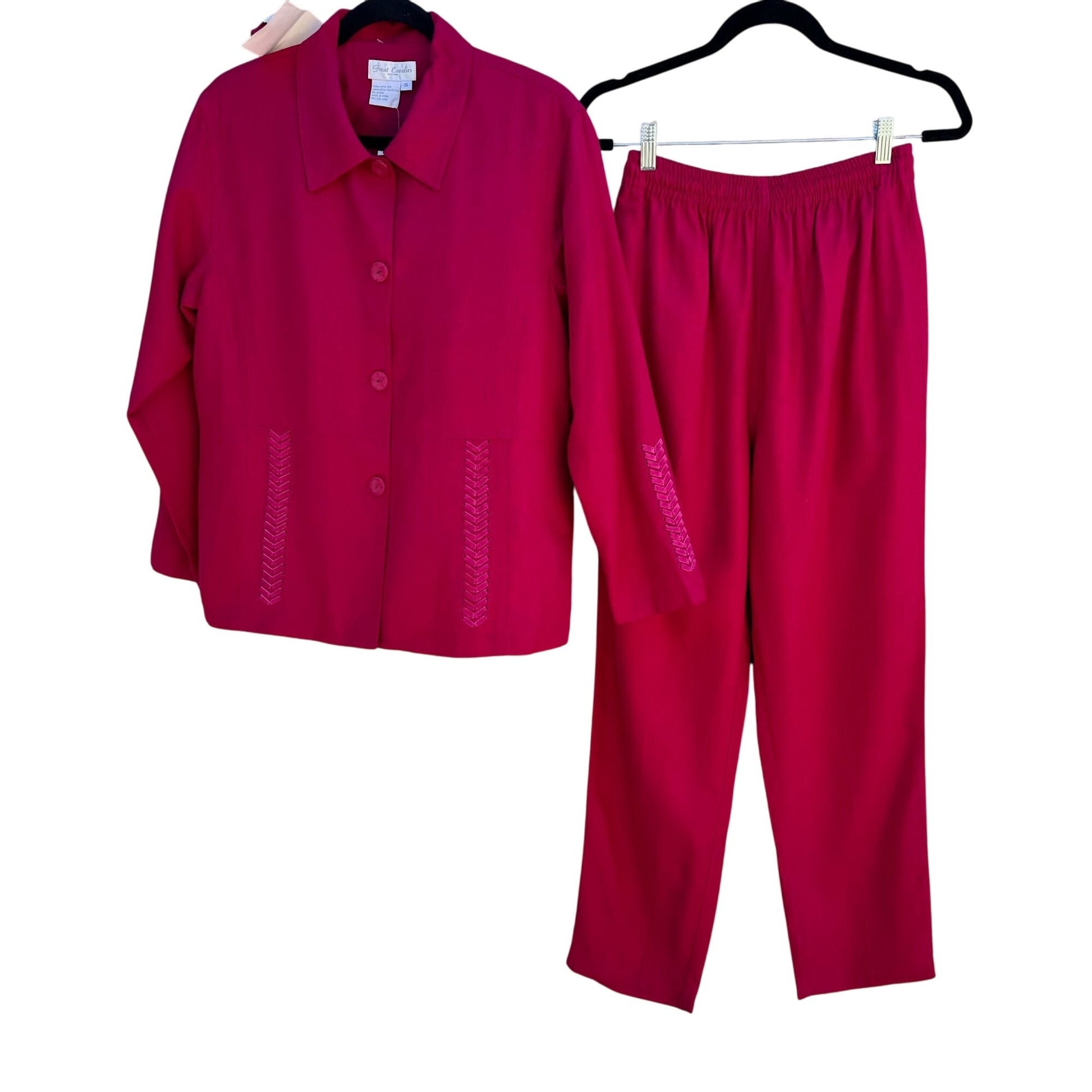 Great Cavalier Womens Hot Pink Silk Vintage Deadstock Jacket Pants Set - New - S