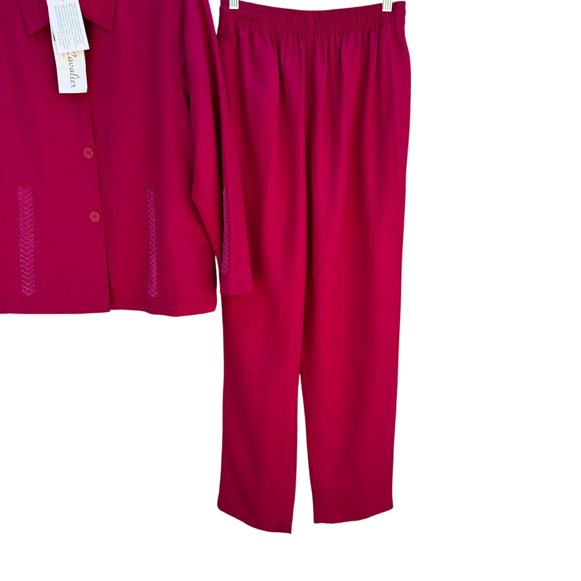 Great Cavalier Womens Hot Pink Silk Vintage Deadstock Jacket Pants Set - New - S