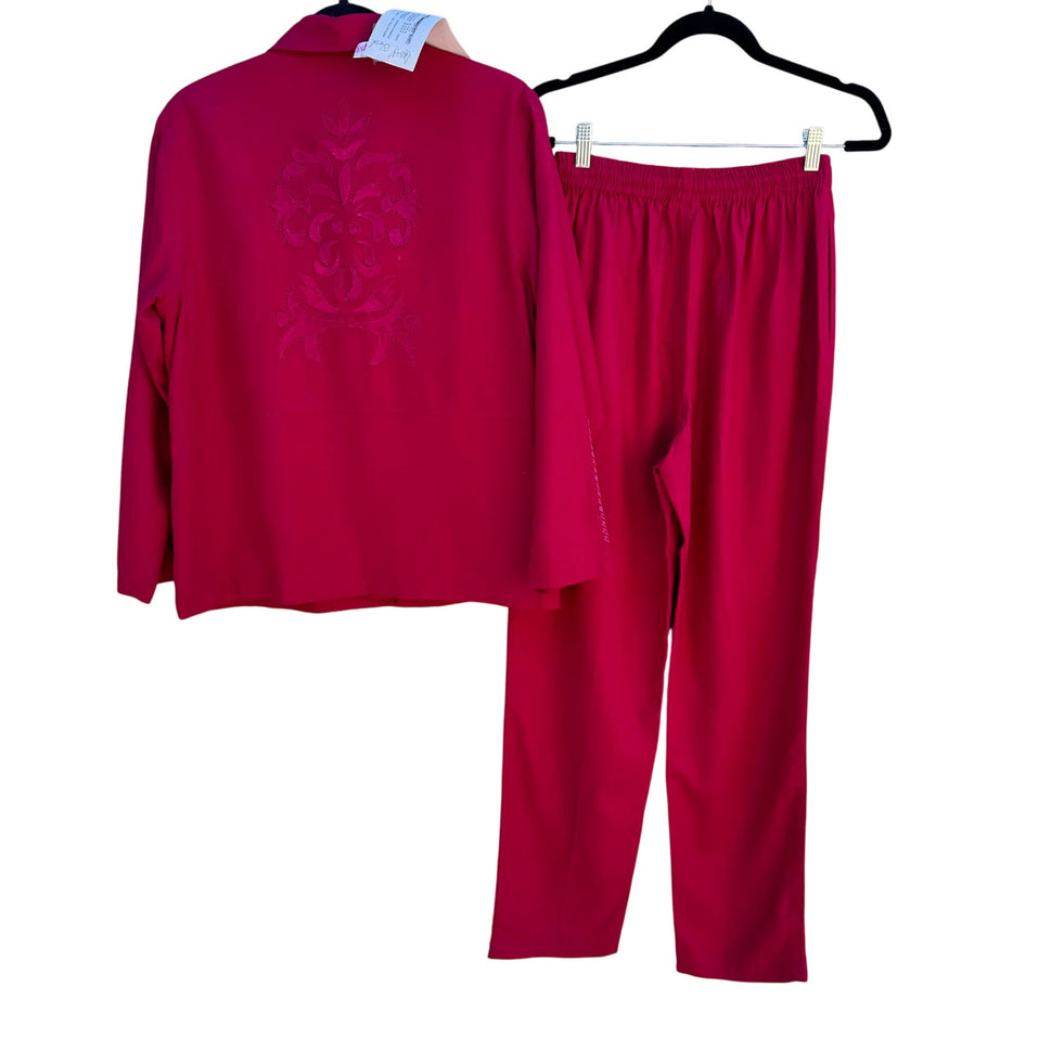 Great Cavalier Womens Hot Pink Silk Vintage Deadstock Jacket Pants Set - New - S