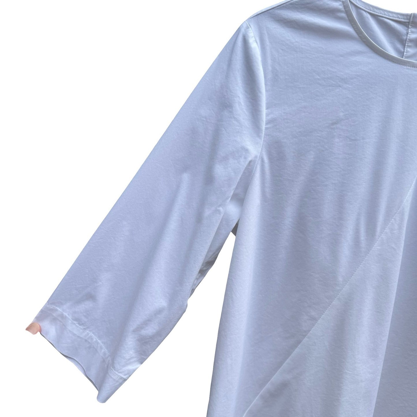 J Jill White Shirt Collection Coastal Asymmetric Tunic Lagenlook 3/4 Sleeve NEW
