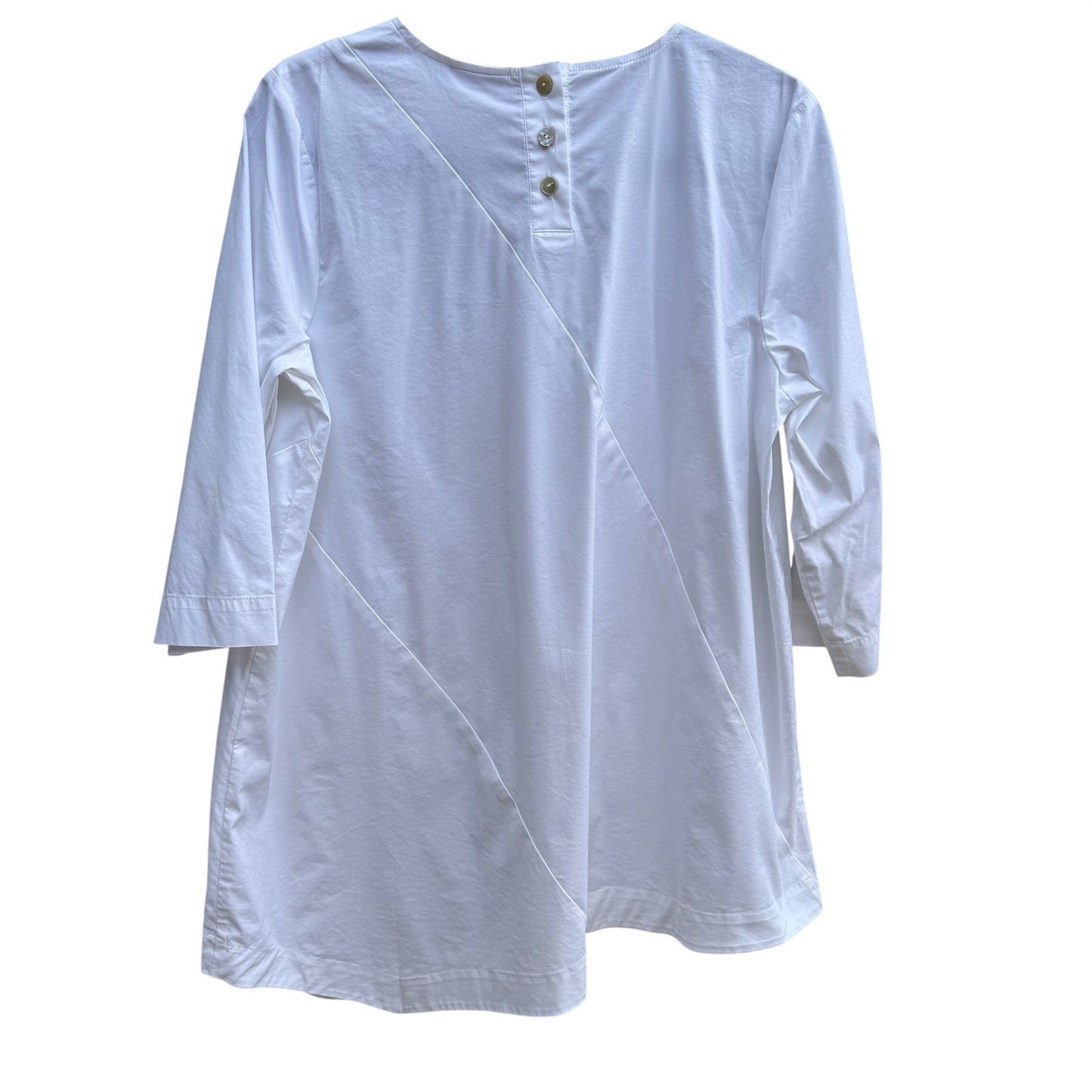 J Jill White Shirt Collection Coastal Asymmetric Tunic Lagenlook 3/4 Sleeve NEW