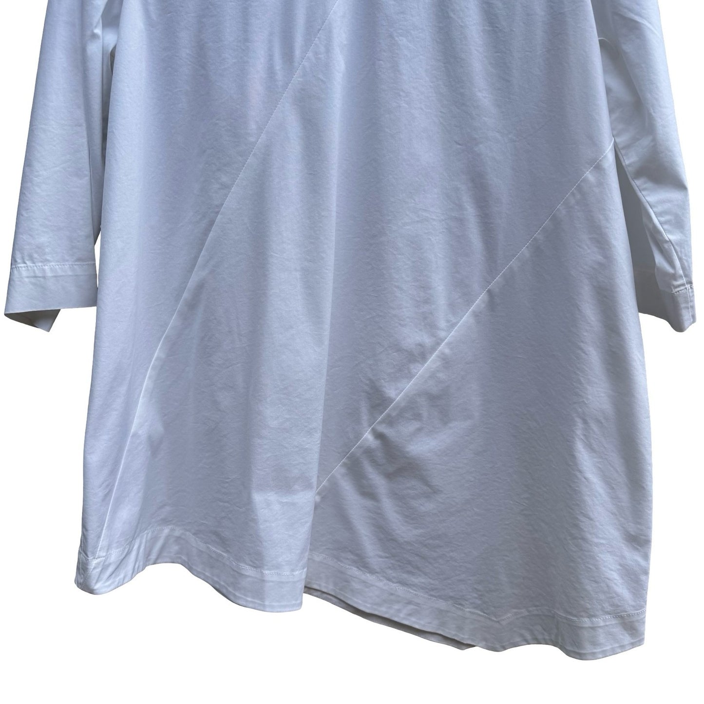 J Jill White Shirt Collection Coastal Asymmetric Tunic Lagenlook 3/4 Sleeve NEW