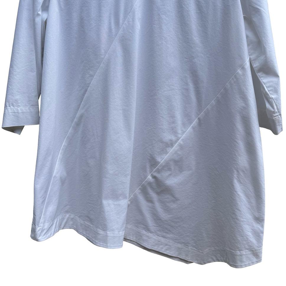 J Jill White Shirt Collection Coastal Asymmetric Tunic Lagenlook 3/4 Sleeve NEW