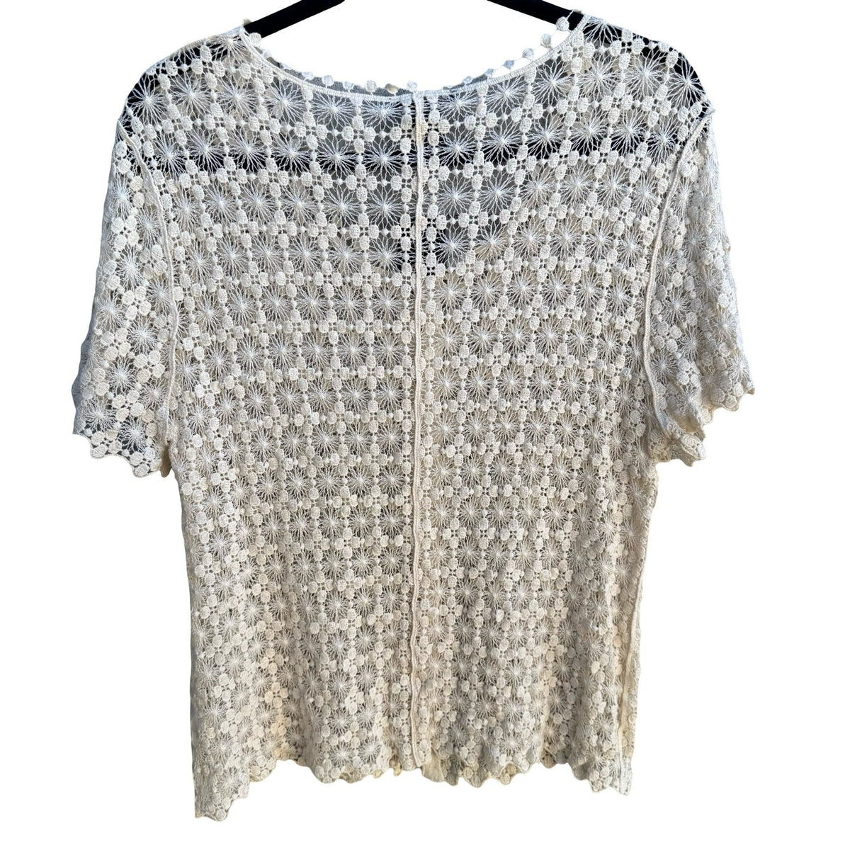 Lauren Michelle Boho Cottagecore Coastal Crochet Floral Airy Cardigan XL NWT