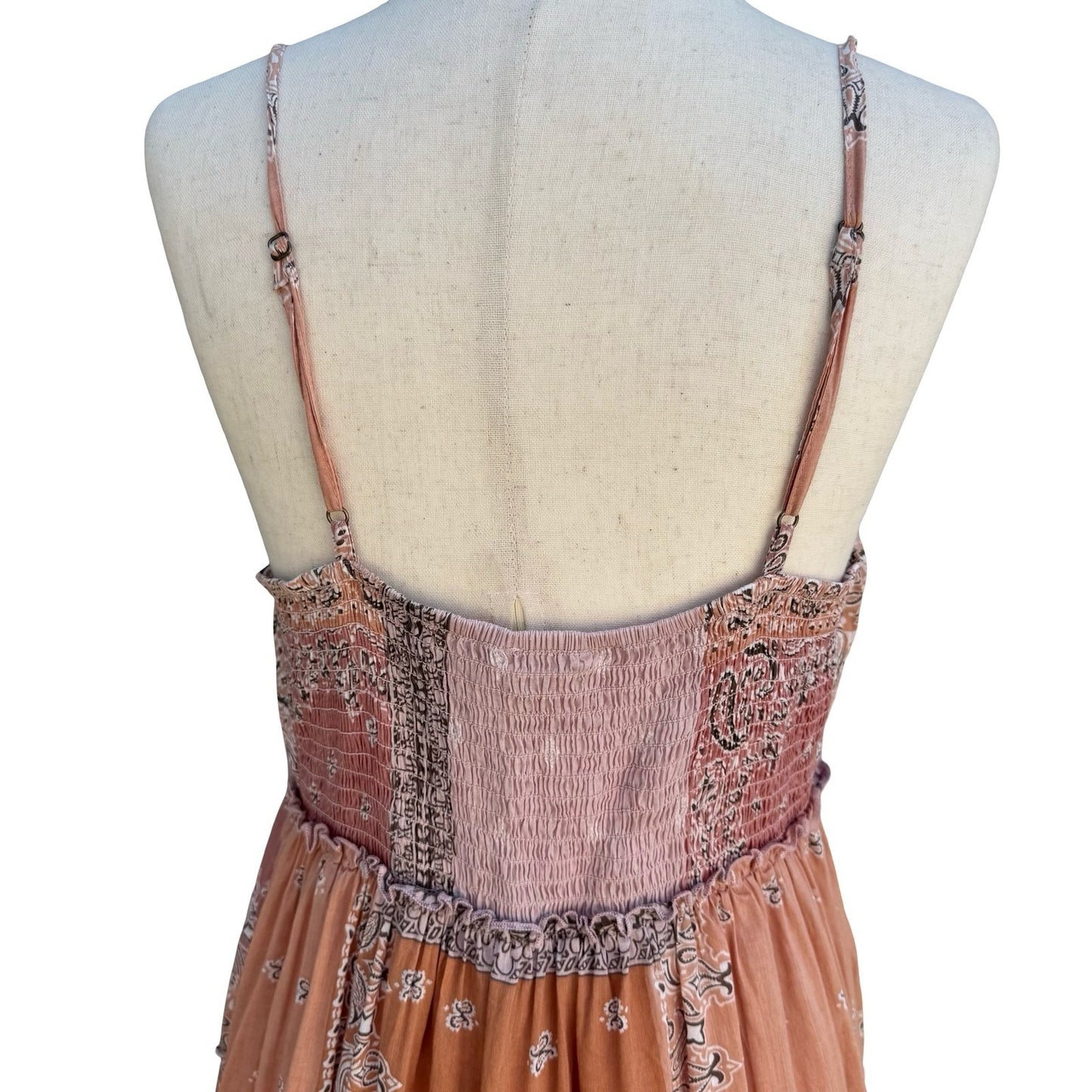 Lucky Brand Womens S Patchwork Bandana Tiered Cotton Sun Dress S Boho Western