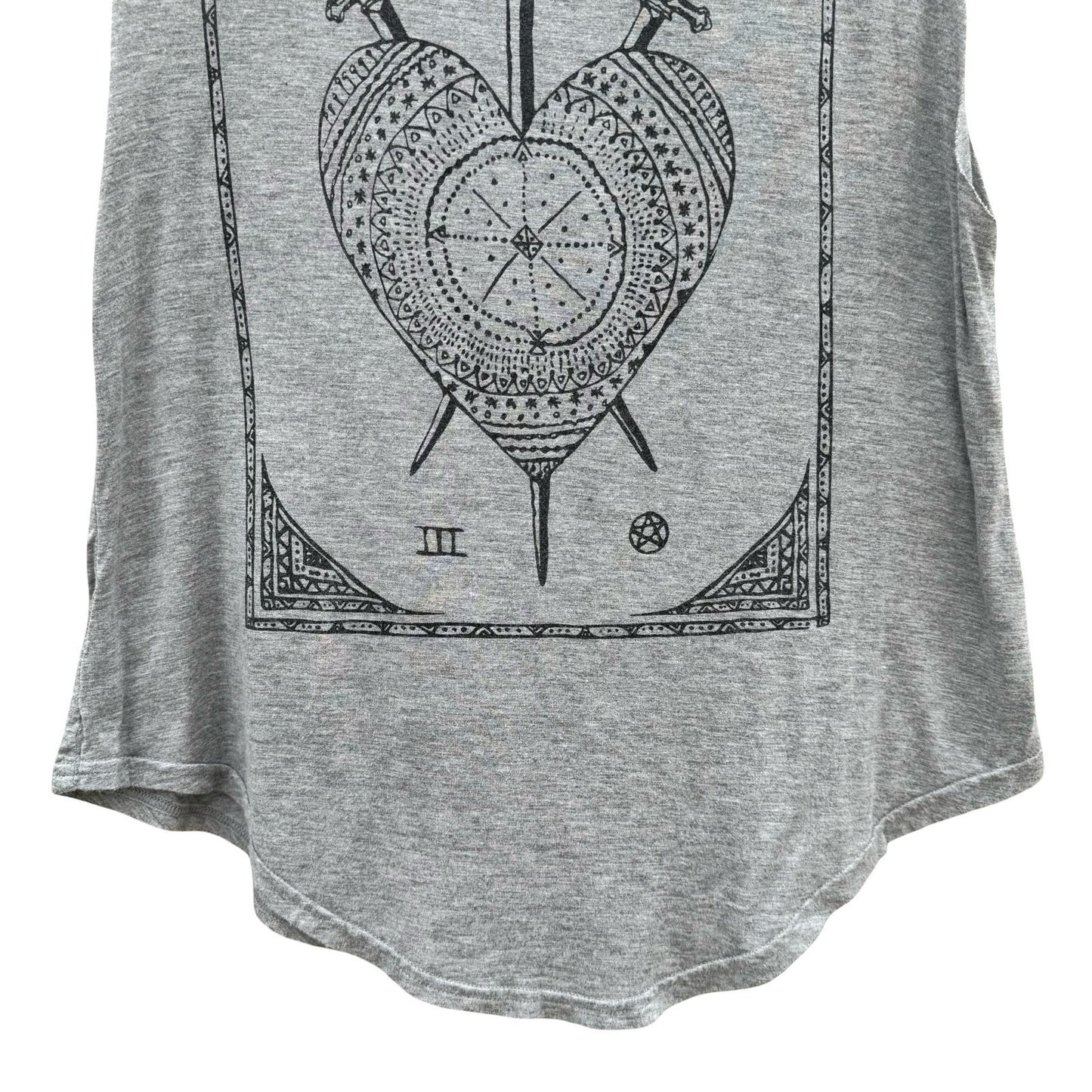 FV Relay Gray Three of Swords Tarot Graphic Muscle Tank Top Small Witchy Gothic