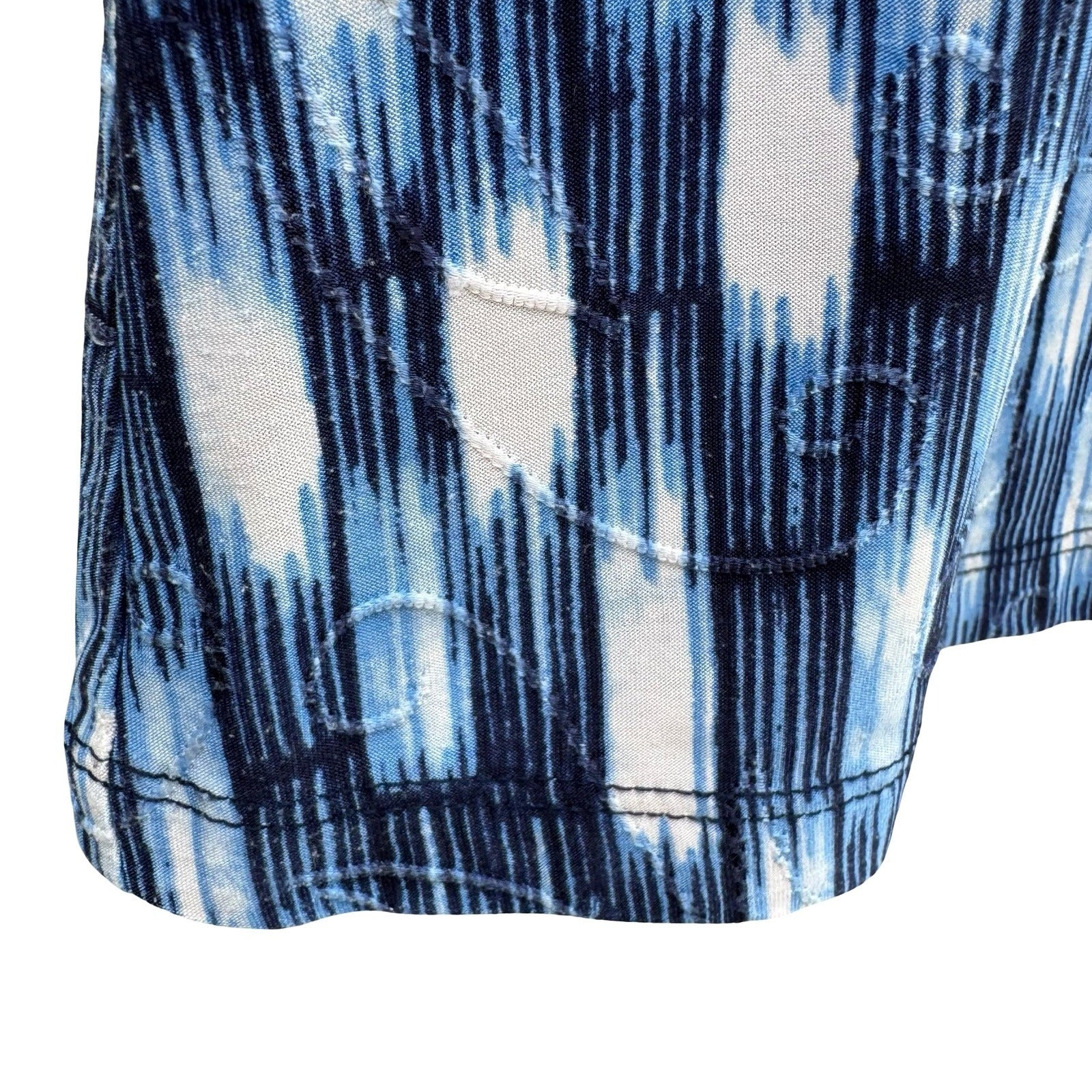 JM Collection Nautical Blue White Abstract Ikat Sleeveless Top Shell PL Career