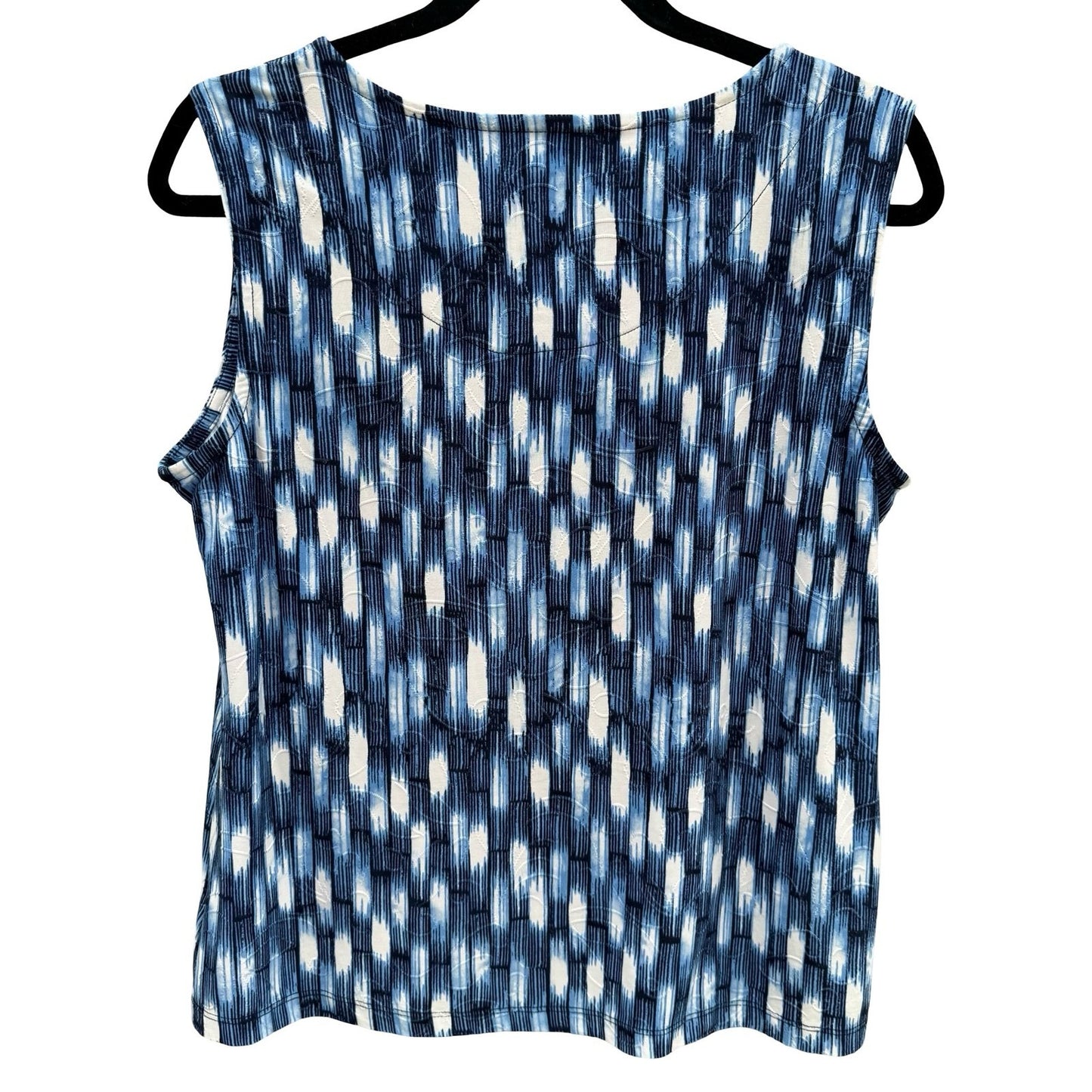 JM Collection Nautical Blue White Abstract Ikat Sleeveless Top Shell PL Career