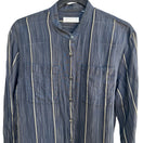 Switch Liz Claiborne Vintage Coastal Minimalist Striped Mandarin Collar Gauze Shirt 3 image