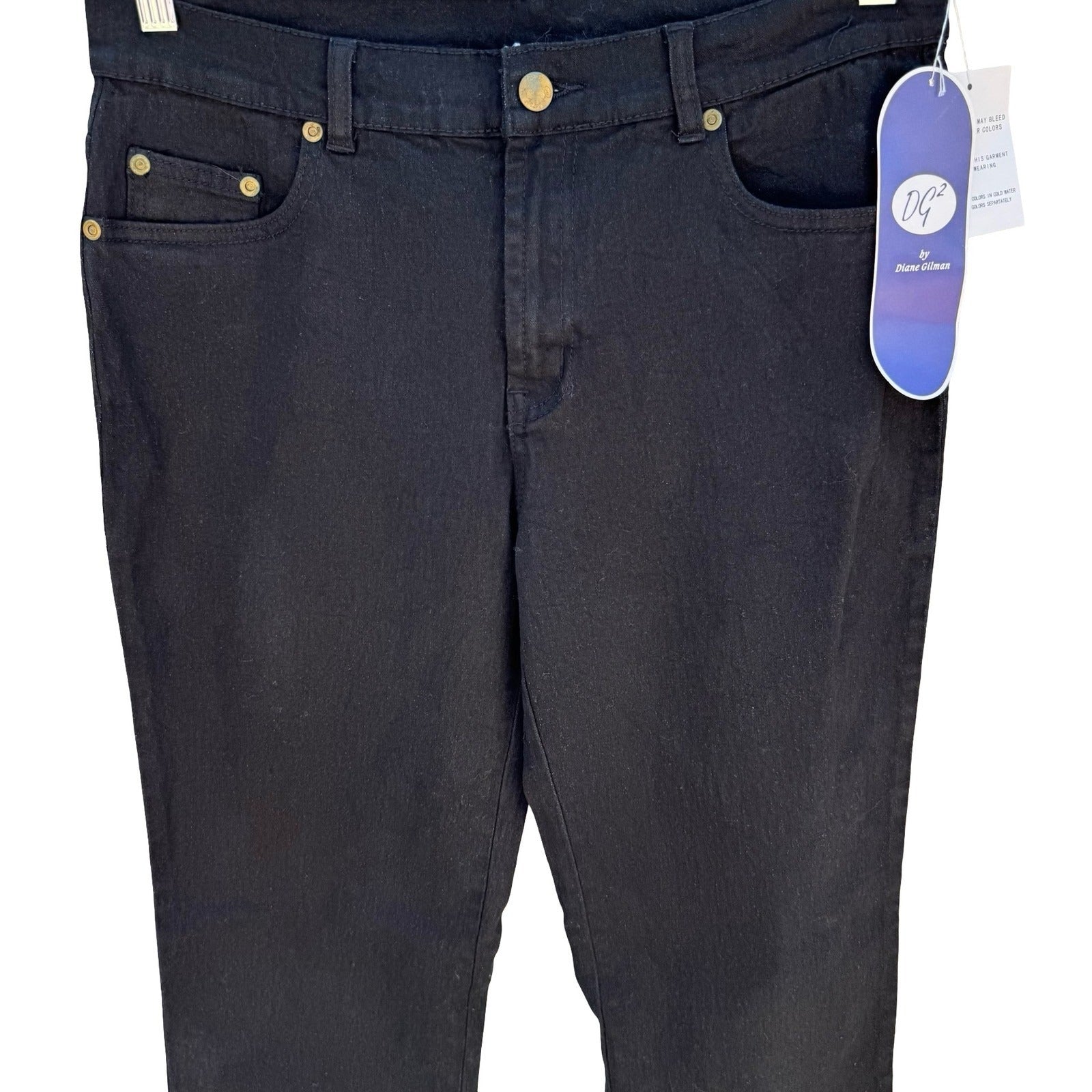 Diane Gilman DG2 Black Button Hem Crop Denim Pants 8P 030128 New Nautical Sailor