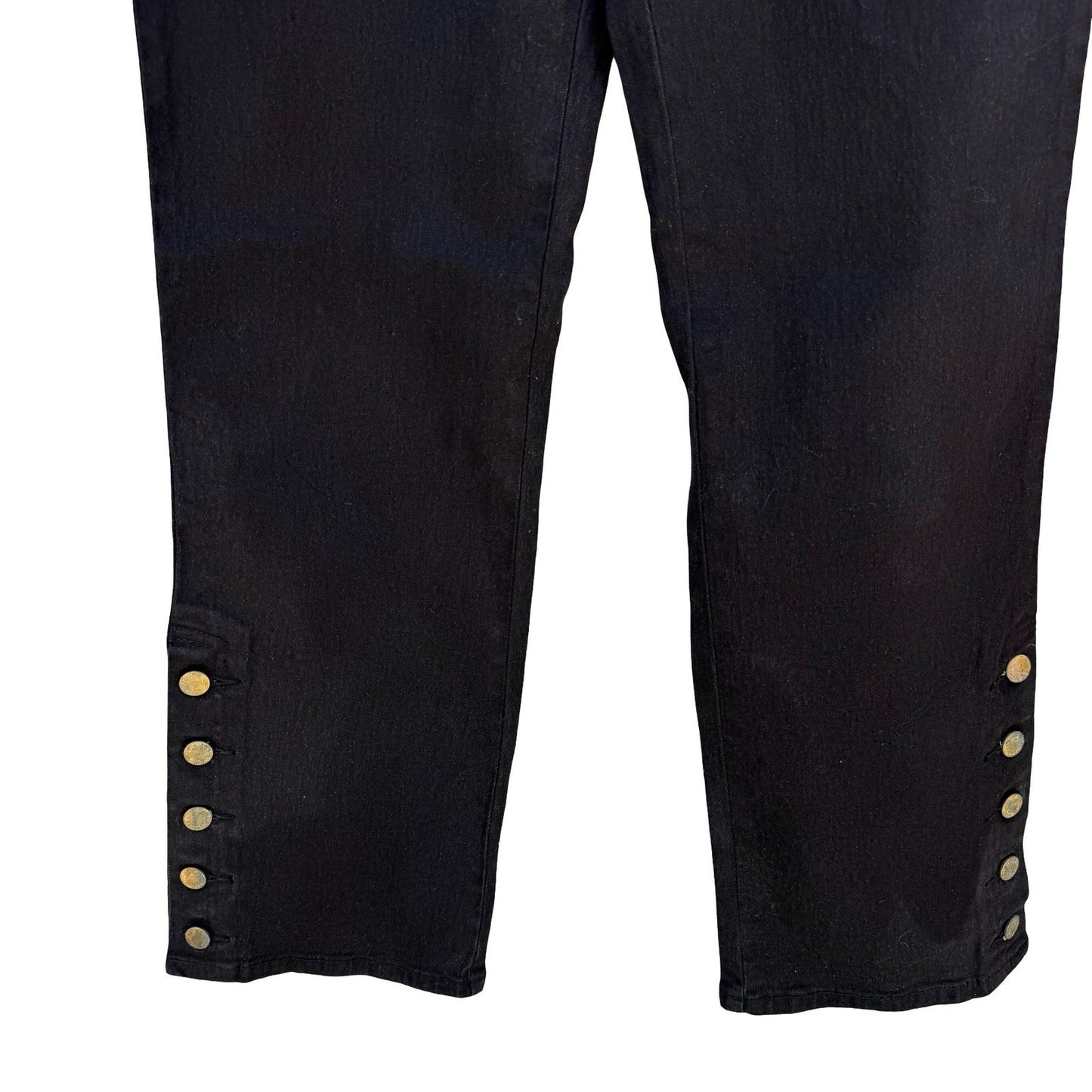 Diane Gilman DG2 Black Button Hem Crop Denim Pants 8P 030128 New Nautical Sailor