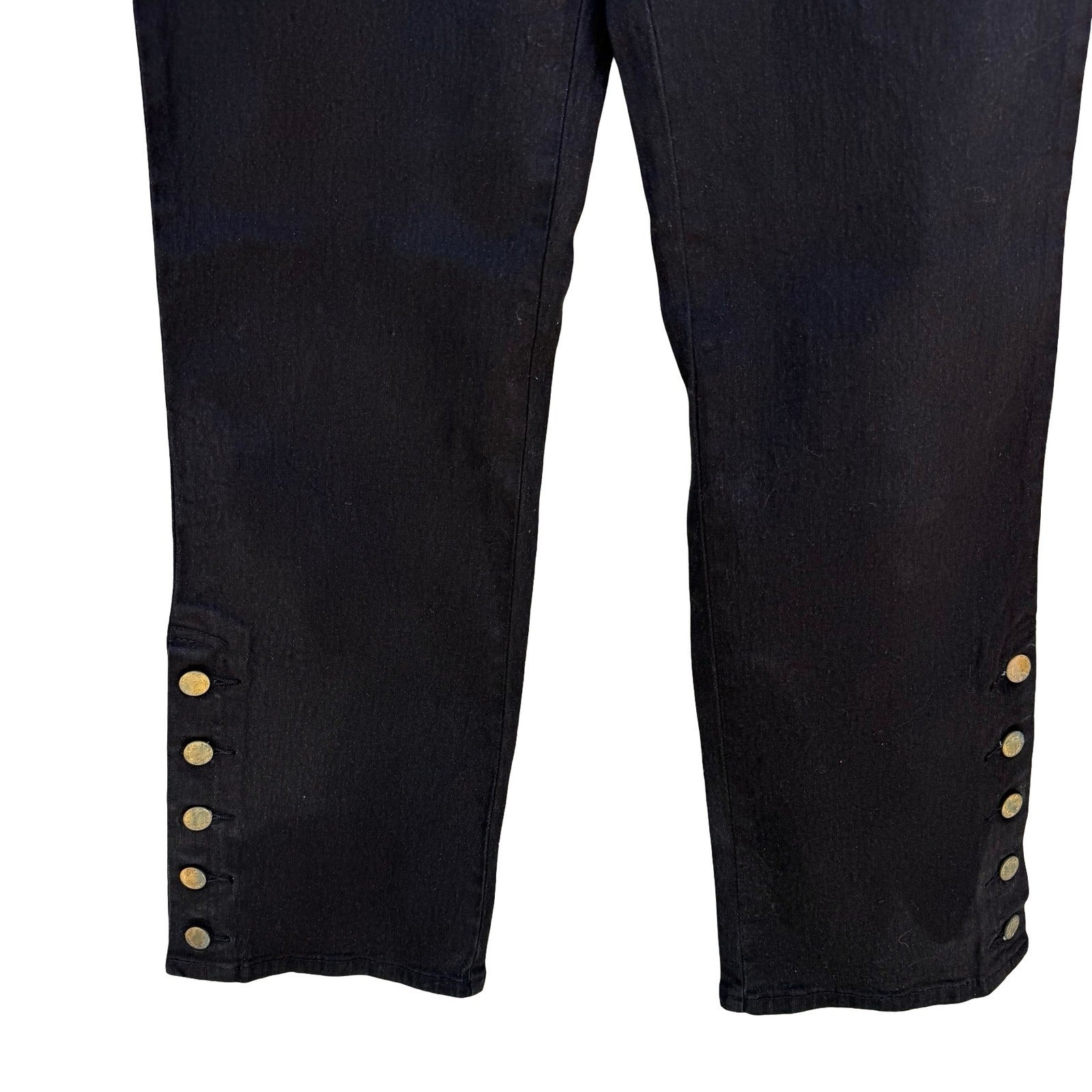 Diane Gilman DG2 Black Button Hem Crop Denim Pants 8P 030128 New Nautical Sailor